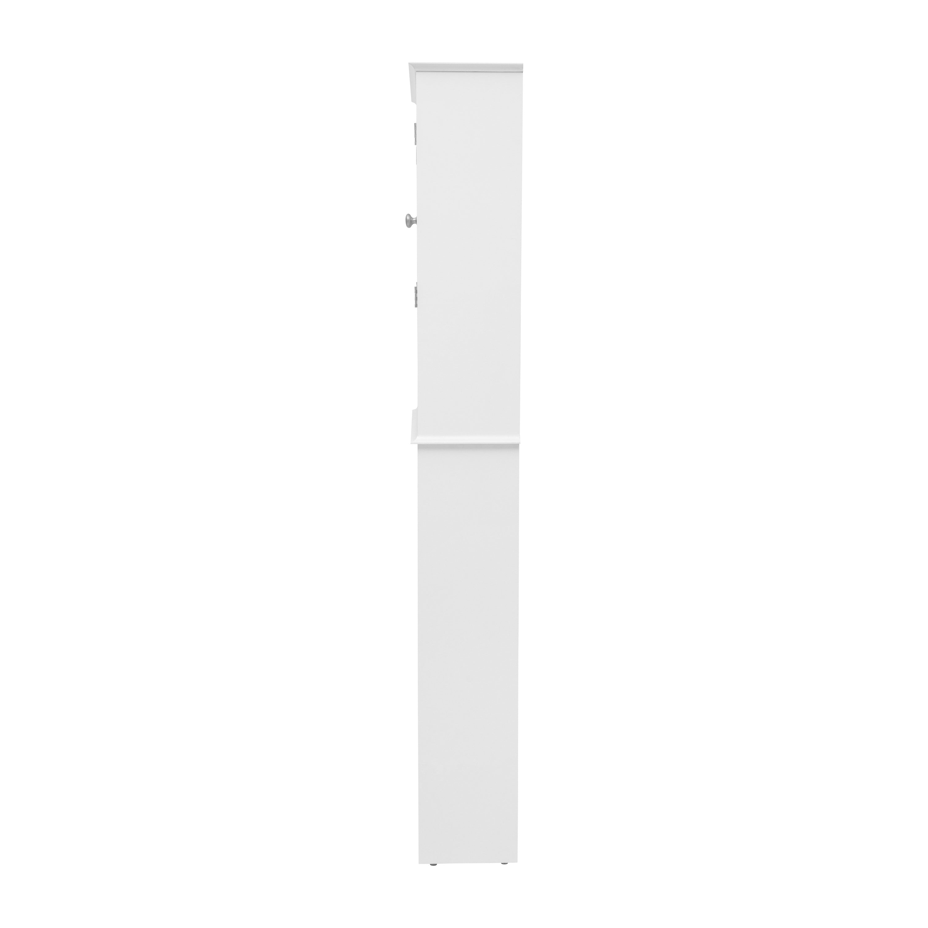 Dune Farmhouse Over the Toilet Shelf Cabinet, Magnetic Close Doors, Adjustable In-Cabinet Shelf, Lower Open Shelf, Metal Handles and Hinges, White