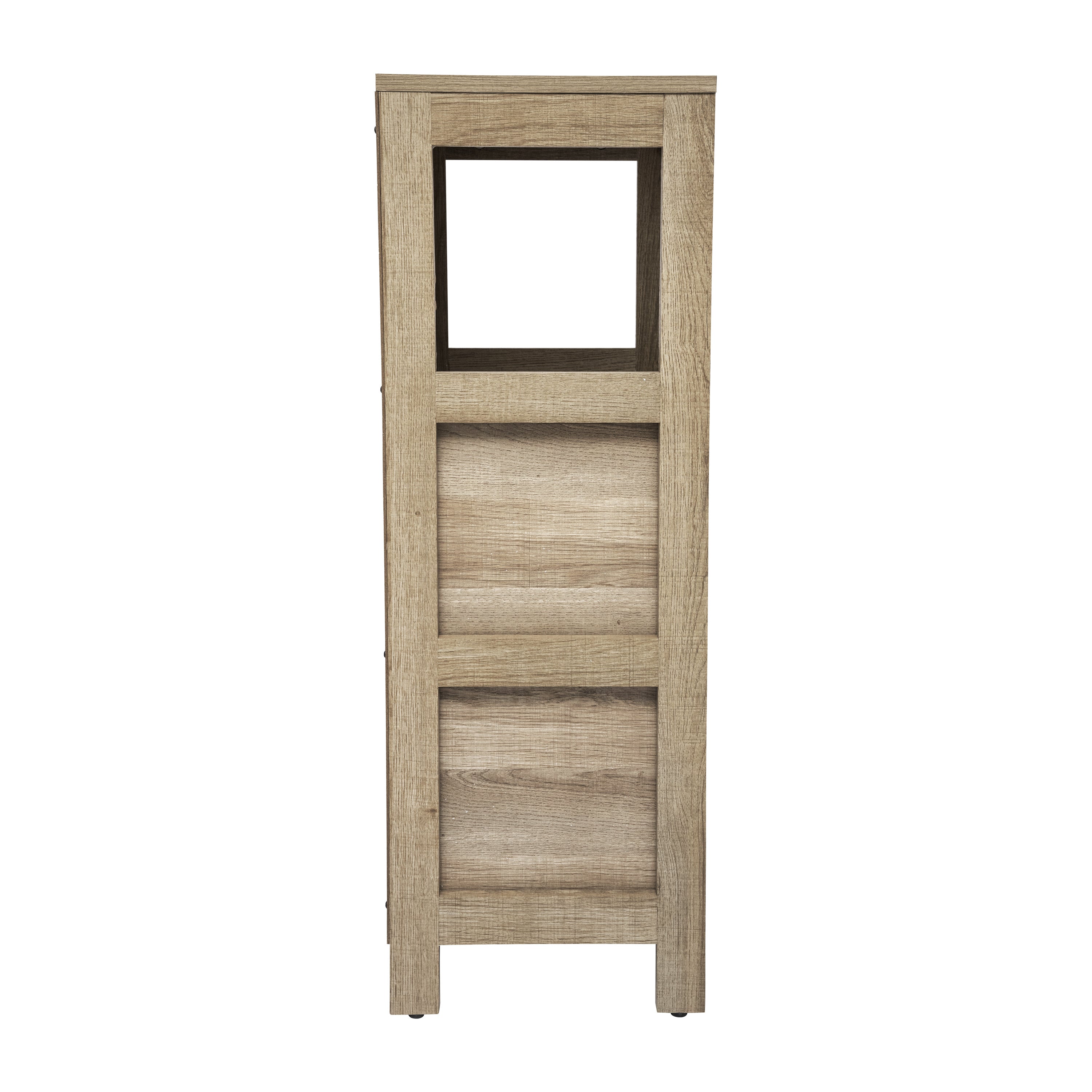 Dune Farmhouse Bathroom Storage Organizer with Two Removable Drawers and Open Display Shelf in Brown