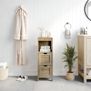 Dune Farmhouse Bathroom Storage Organizer with Two Removable Drawers and Open Display Shelf in Brown