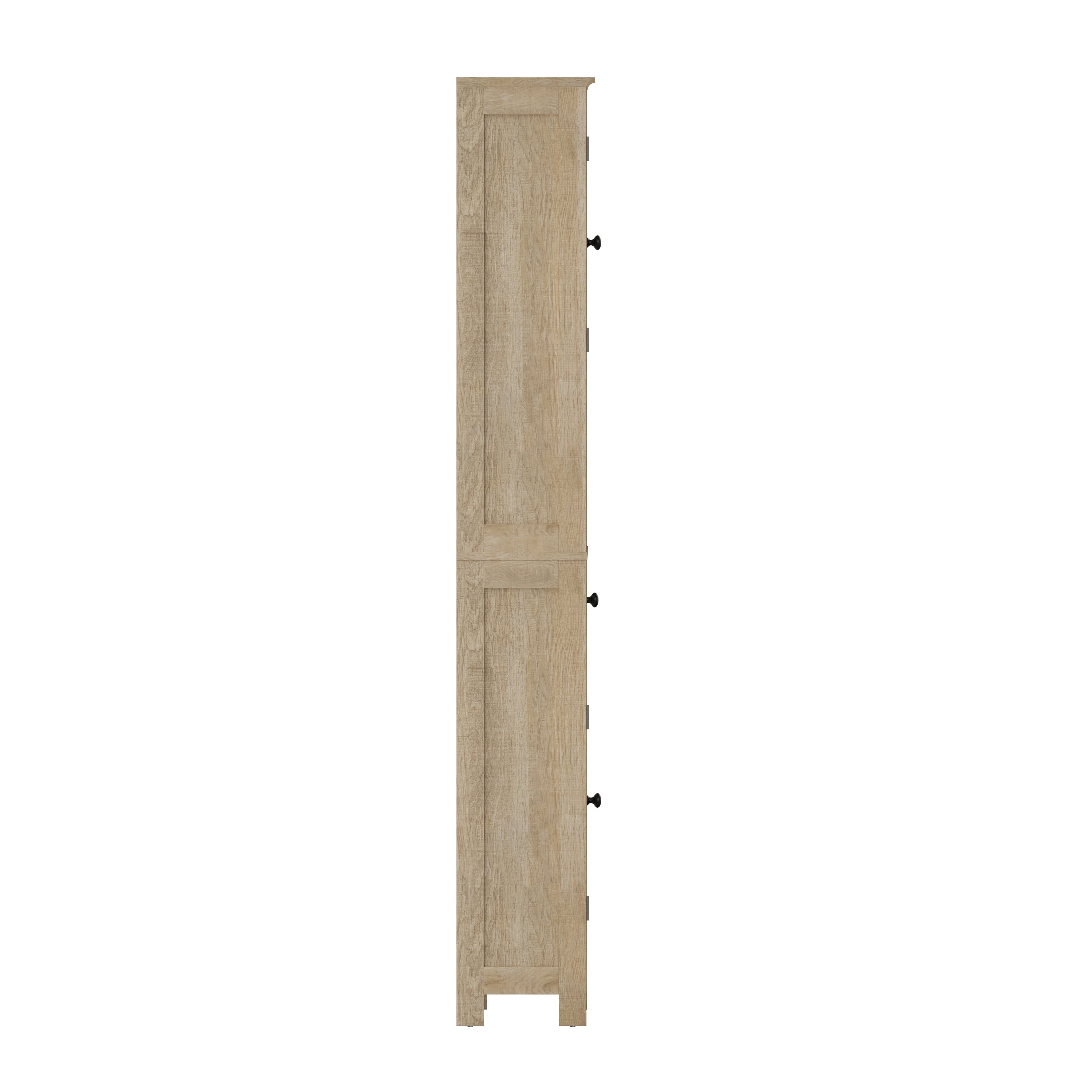 Dune Farmhouse Freestanding Bathroom Linen Tower Storage Cabinet with Magnetic Close Doors, 2 Adjustable Shelves, Open Display Shelf, Drawer in Brown