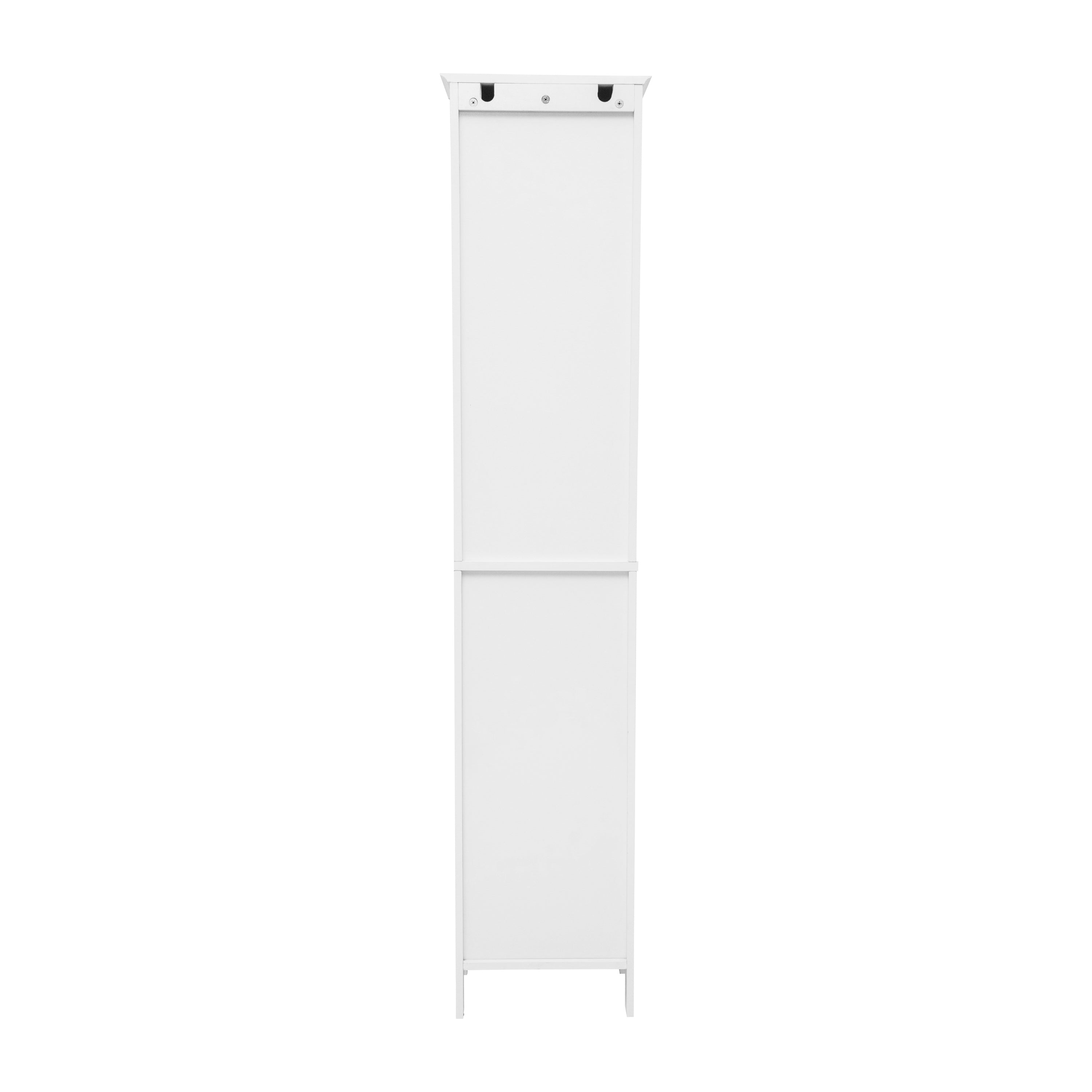 Dune Farmhouse Freestanding Bathroom Linen Tower Storage Cabinet with Magnetic Close Doors, 2 Adjustable Shelves, Open Display Shelf, Drawer in White