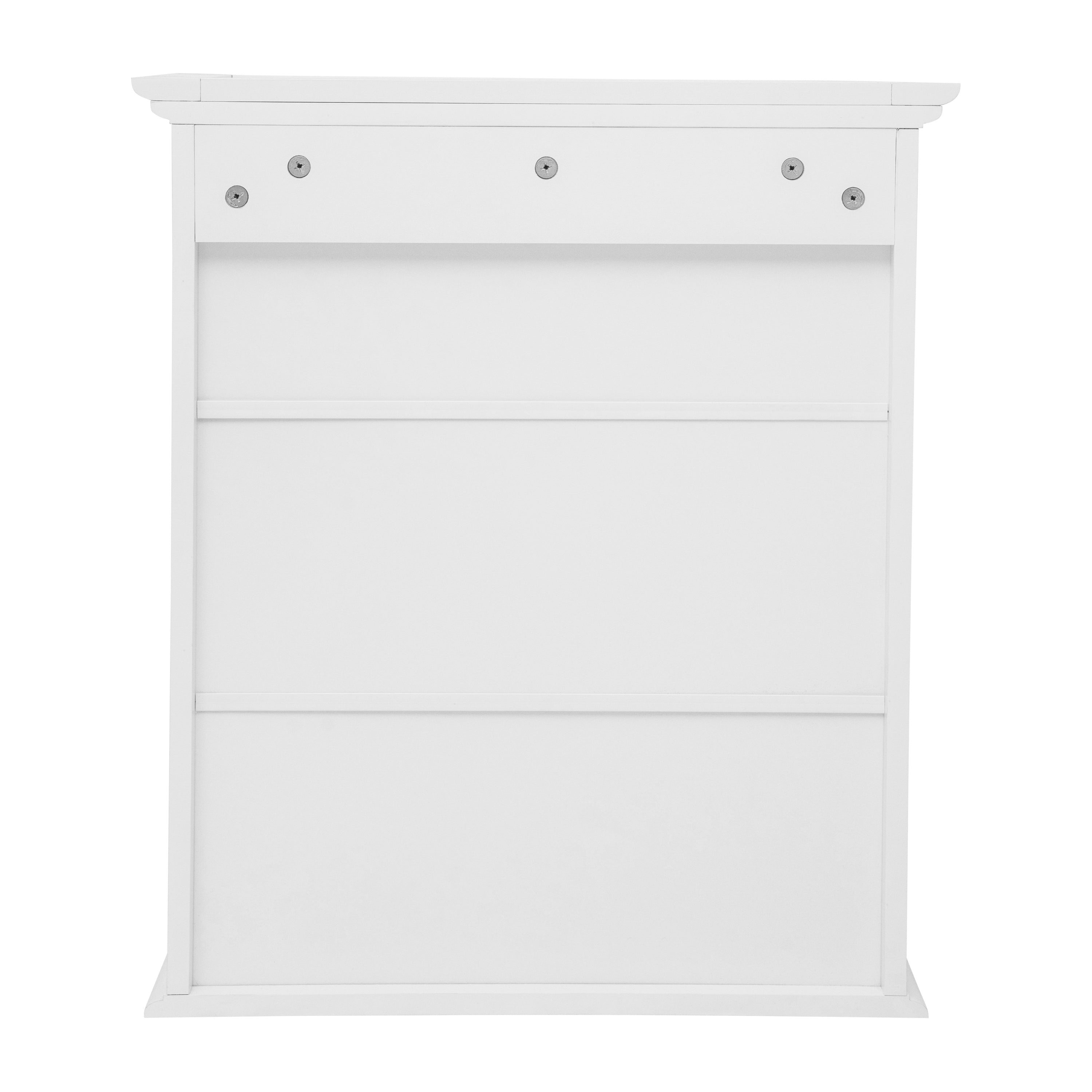 Dune Farmhouse Wall Mounted Bathroom Medicine Cabinet Storage Organizer with 2 Magnetic Closure Doors, Adjustable Shelf, and Lower Open Shelf in White