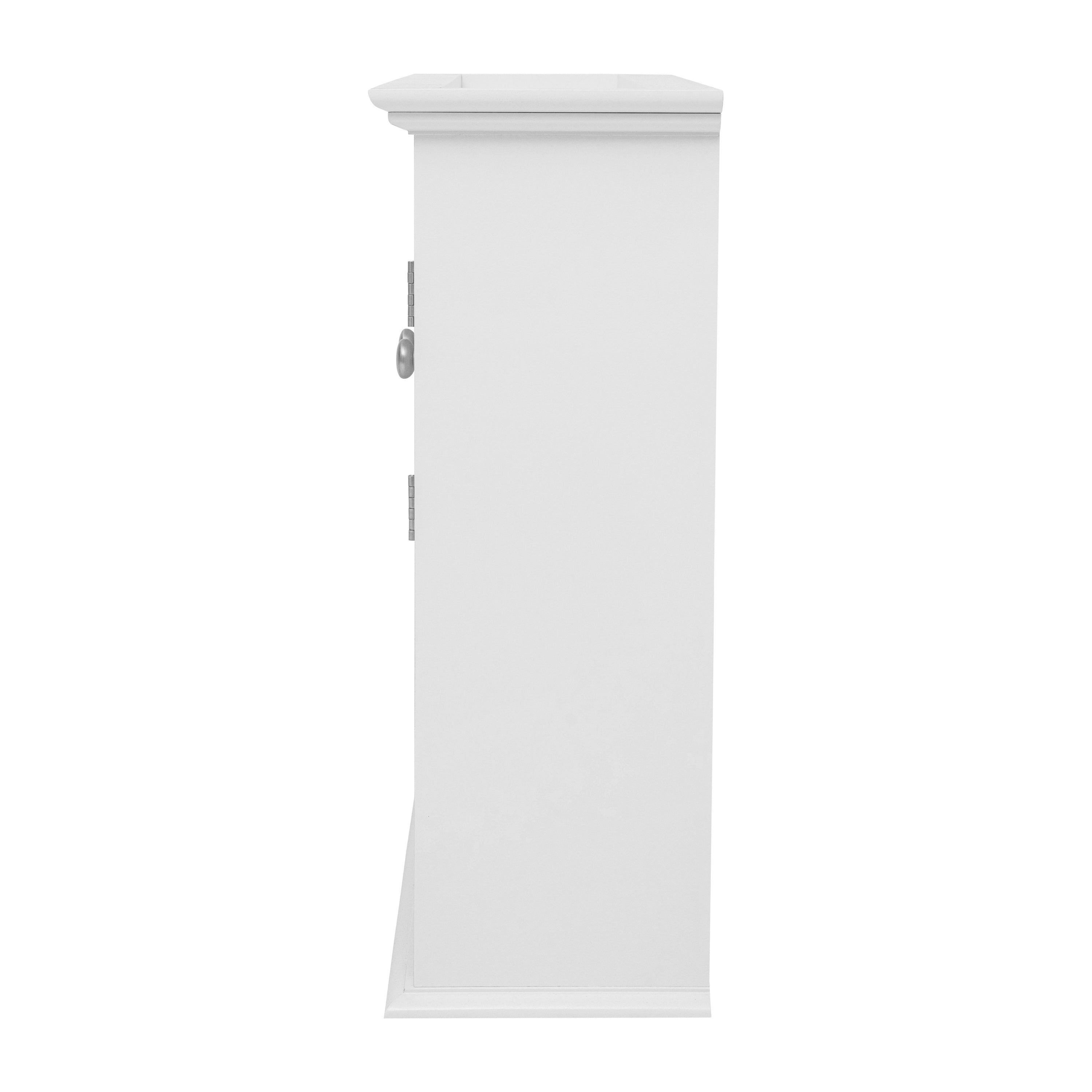 Dune Farmhouse Wall Mounted Bathroom Medicine Cabinet Storage Organizer with 2 Magnetic Closure Doors, Adjustable Shelf, and Lower Open Shelf in White