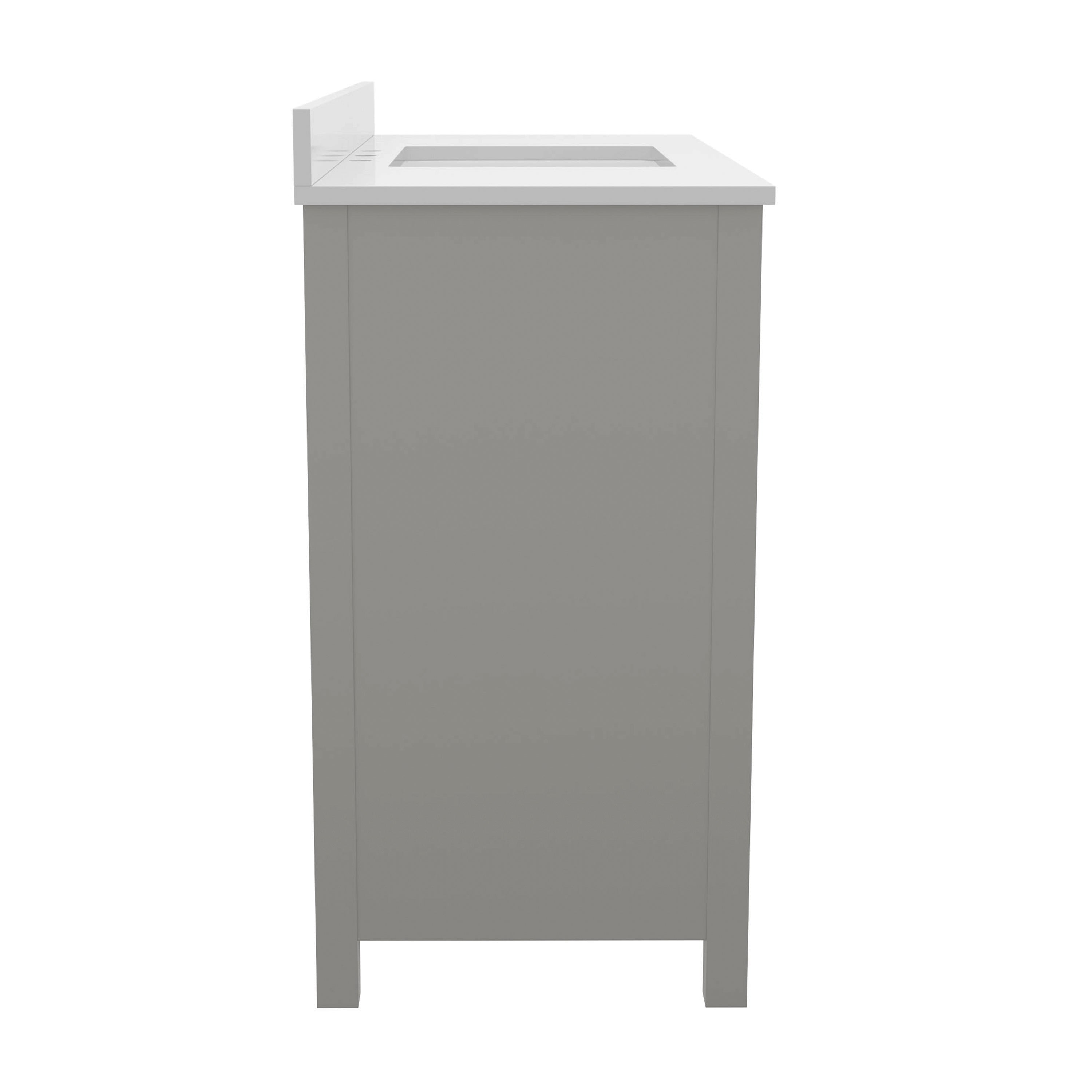 Vega 48 Inch Bathroom Vanity with Sink, Storage Cabinet with Soft Close Doors, and 9 Drawers, Carrara Marble Finish Countertop, Gray