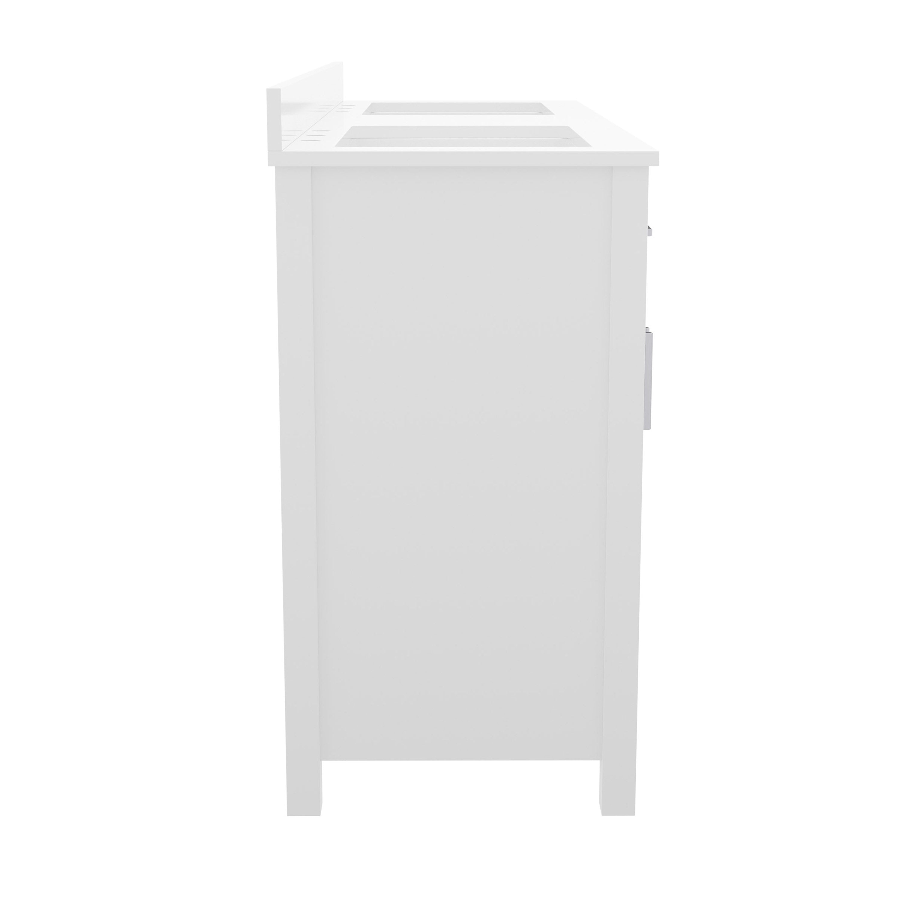 Vega 60 Inch Bathroom Double Vanity with 2 Sinks, 2 Storage Cabinets with Soft Close Doors and 6 Drawers, Carrara Marble Finish Countertop, White