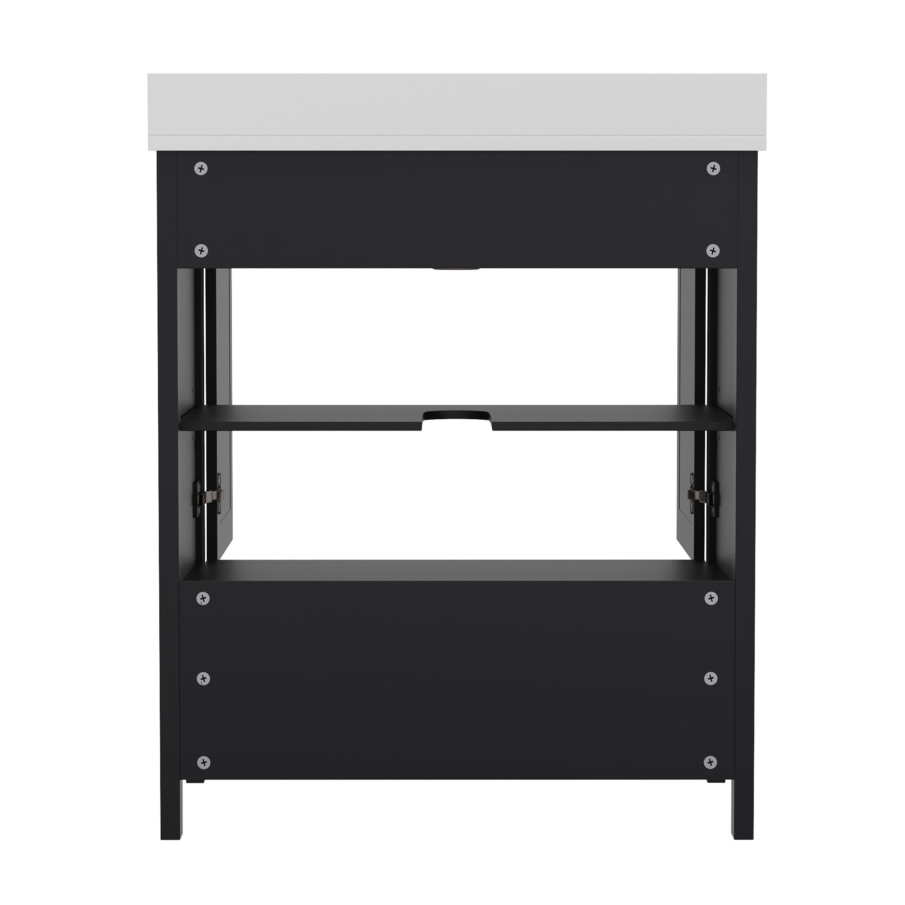 Haven 30 Inch Bathroom Vanity with Sink, Storage Cabinet with Soft Close Doors and Bottom Drawer, Carrara Marble Finish Countertop, Black