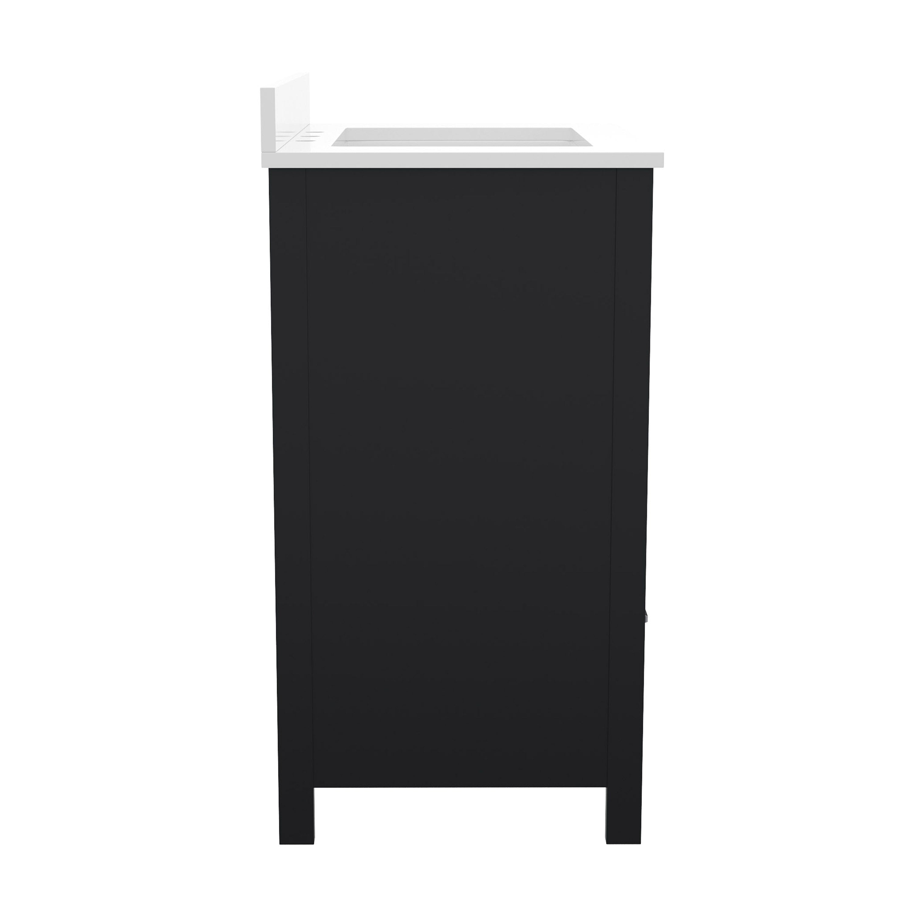 Haven 30 Inch Bathroom Vanity with Sink, Storage Cabinet with Soft Close Doors and Bottom Drawer, Carrara Marble Finish Countertop, Black