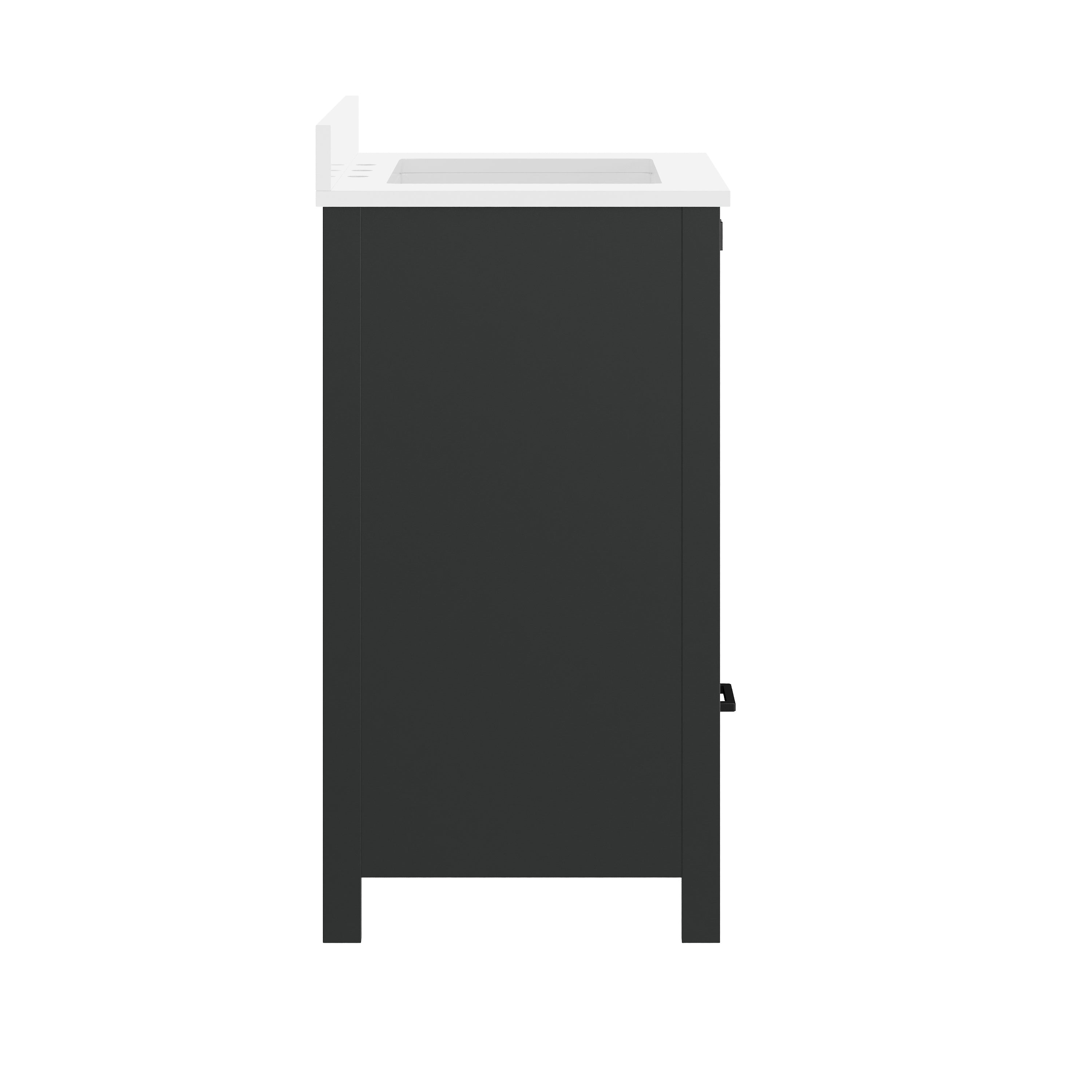 Haven 30" Bathroom Vanity with Sink, Storage Cabinet with Black Hardware, Soft Close Doors and Bottom Drawer, Carrara Marble Finish Countertop, Black