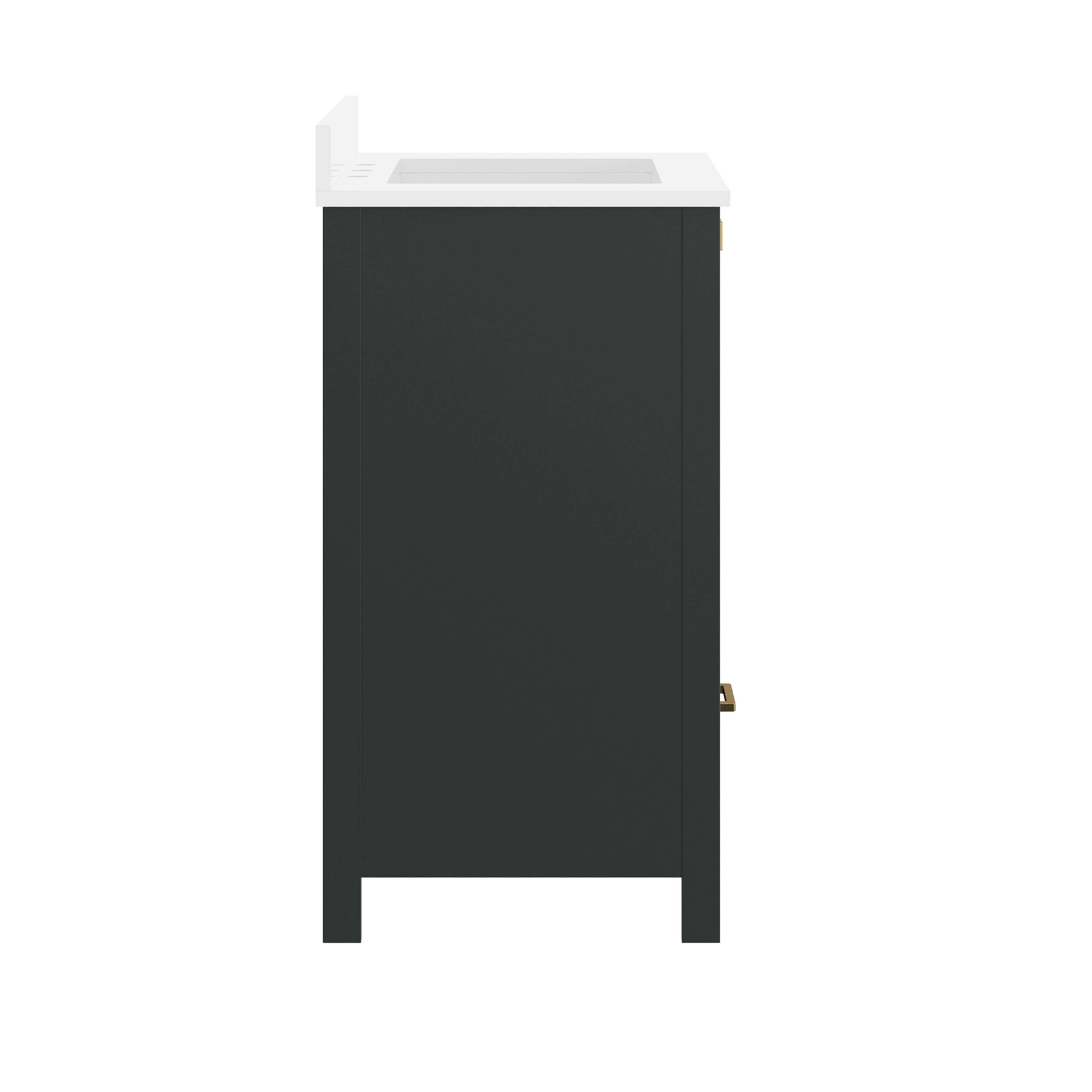 Haven 30" Bathroom Vanity with Sink, Storage Cabinet with Gold Hardware, Soft Close Doors and Bottom Drawer, Carrara Marble Finish Countertop, Black