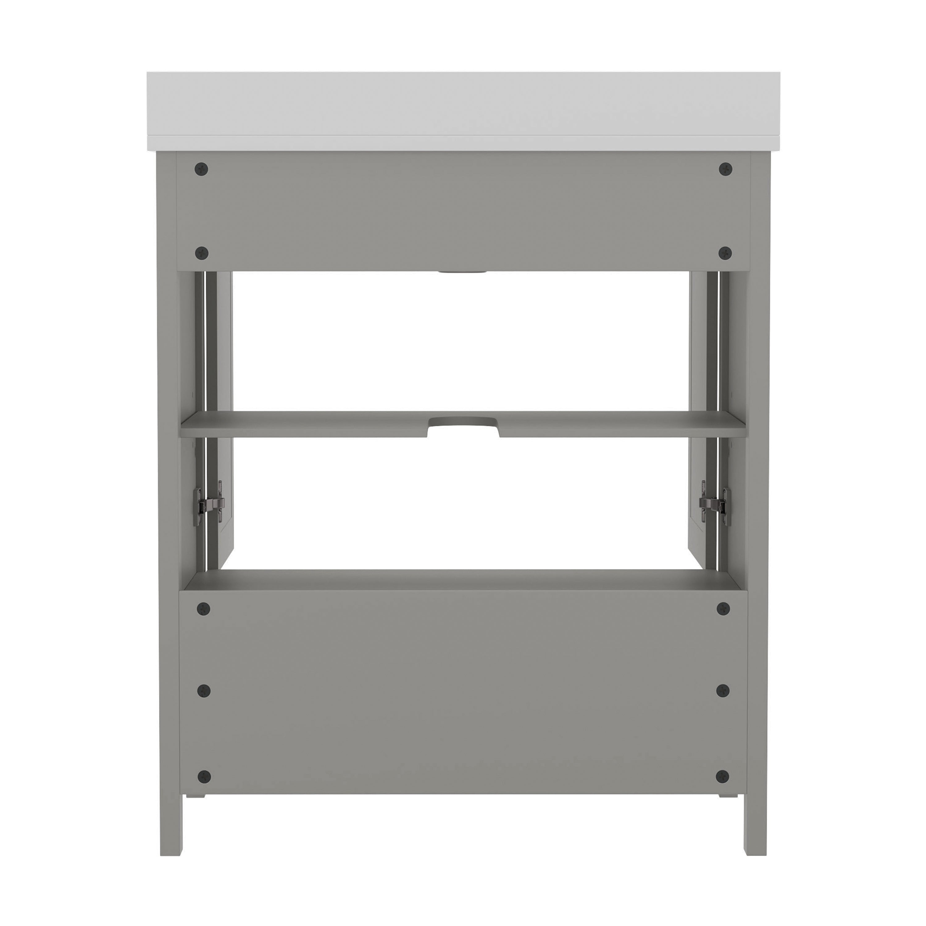 Haven 30 Inch Bathroom Vanity with Sink, Storage Cabinet with Soft Close Doors and Bottom Drawer, Carrara Marble Finish Countertop, Gray
