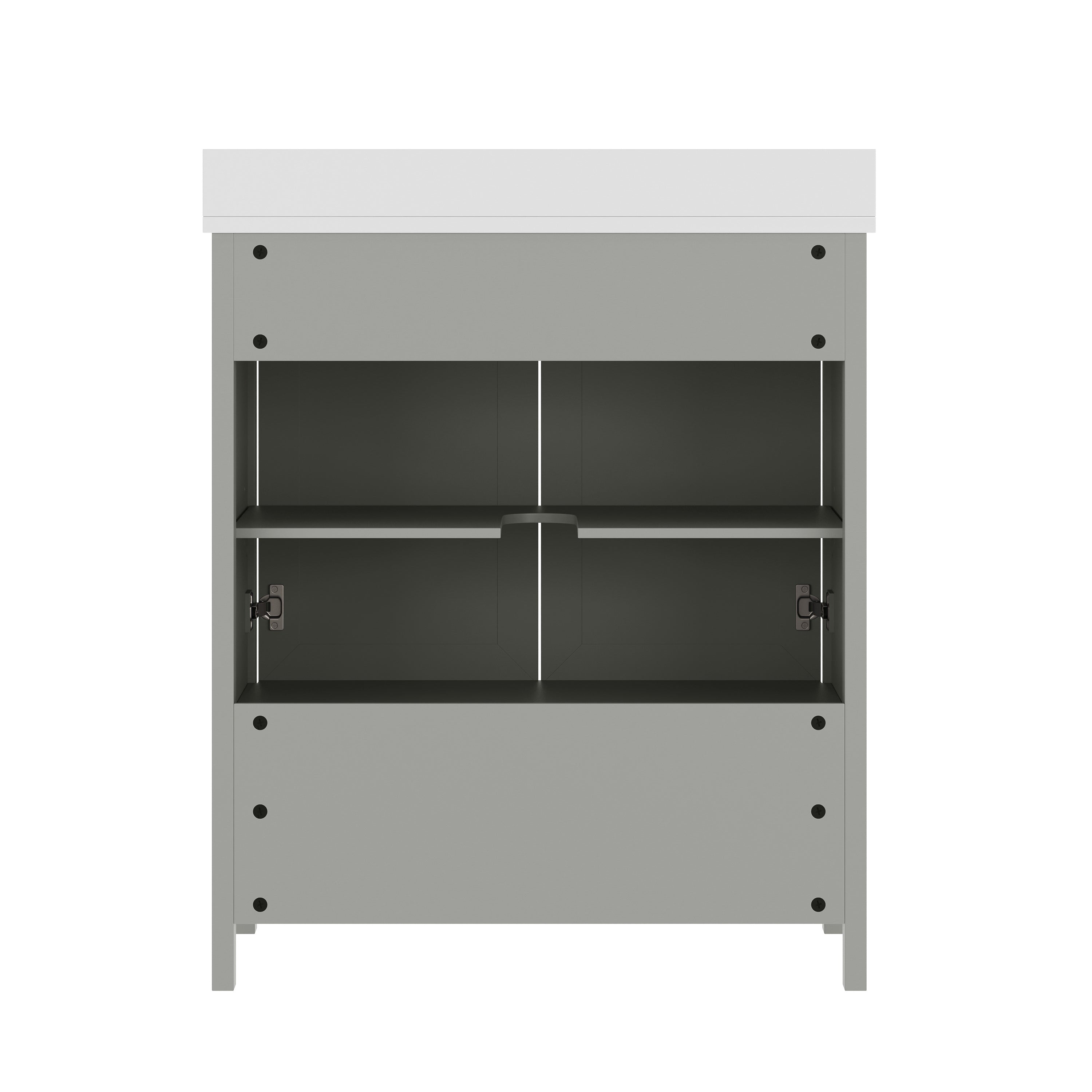 Haven 30" Bathroom Vanity with Sink, Storage Cabinet with Gold Hardware, Soft Close Doors and Bottom Drawer, Carrara Marble Finish Countertop, Gray