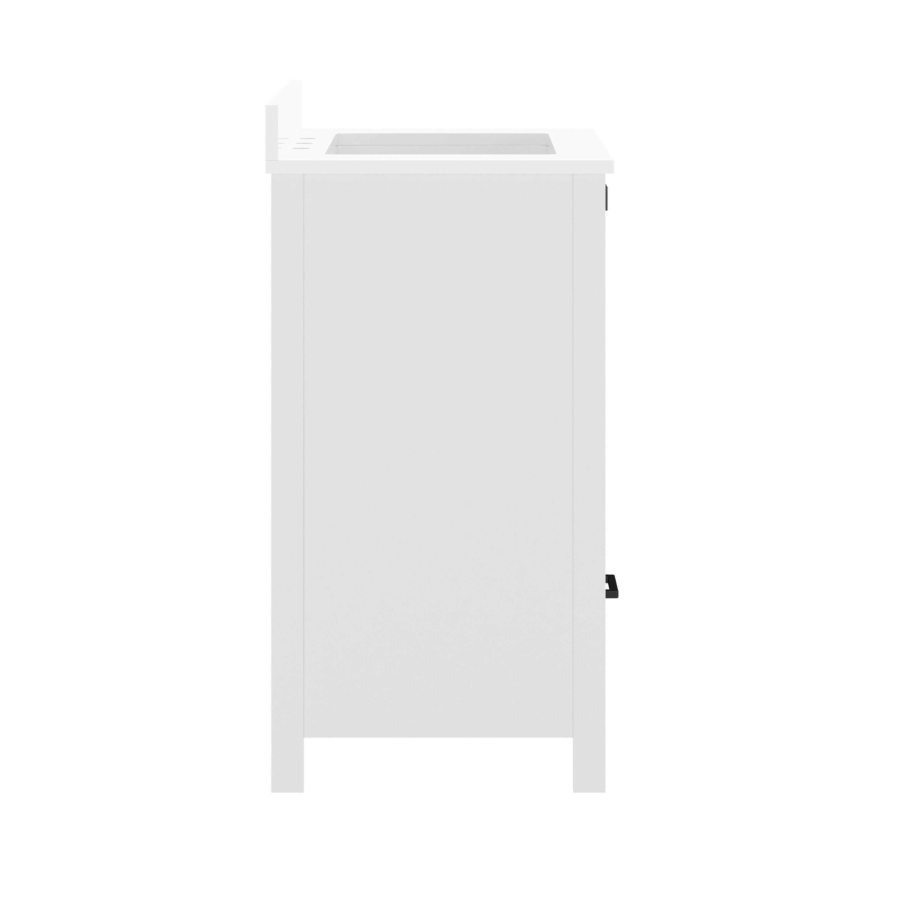 Haven 30" Bathroom Vanity with Sink, Storage Cabinet with Black Hardware, Soft Close Doors and Bottom Drawer, Carrara Marble Finish Countertop, White