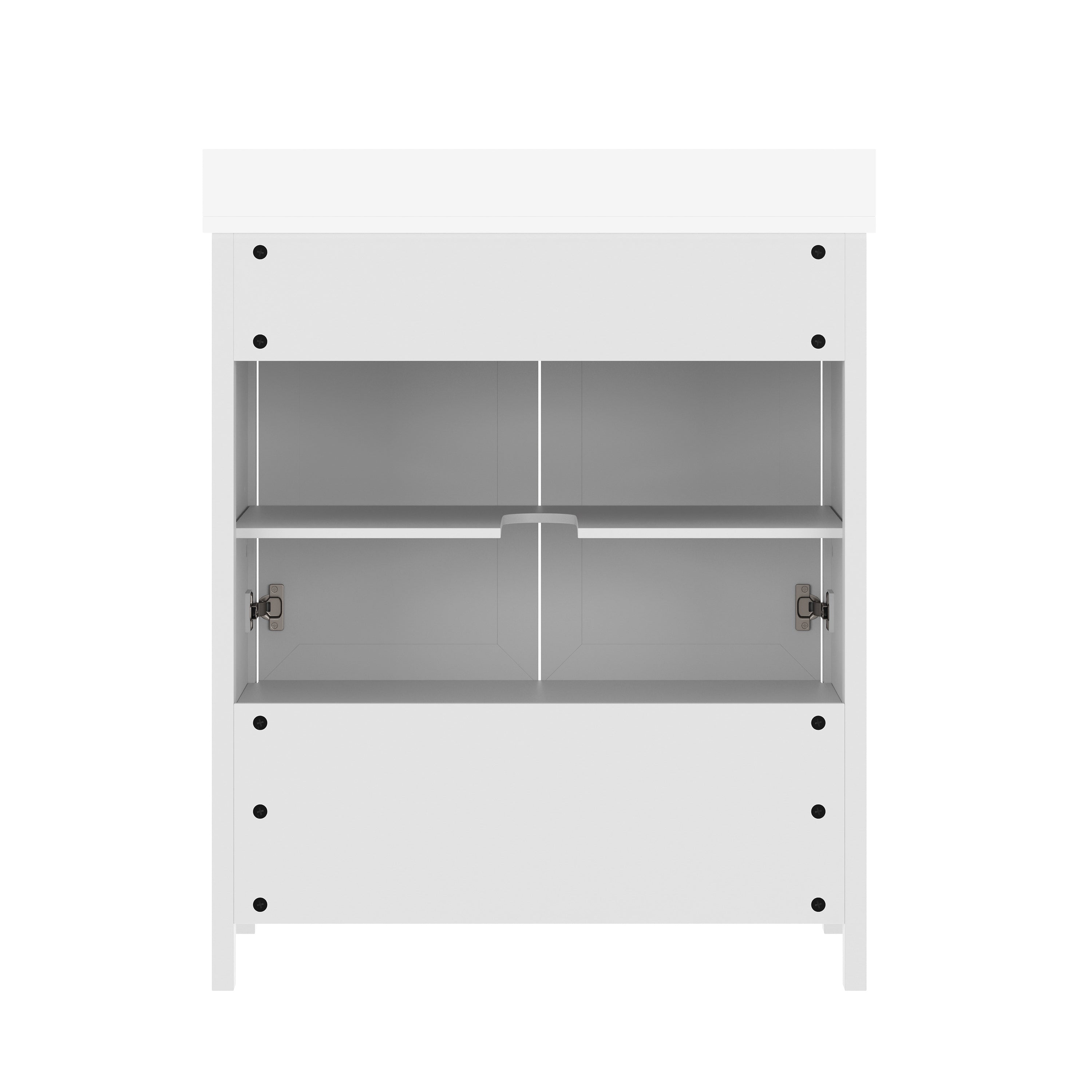 Haven 30" Bathroom Vanity with Sink, Storage Cabinet with Gold Hardware, Soft Close Doors and Bottom Drawer, Carrara Marble Finish Countertop, White