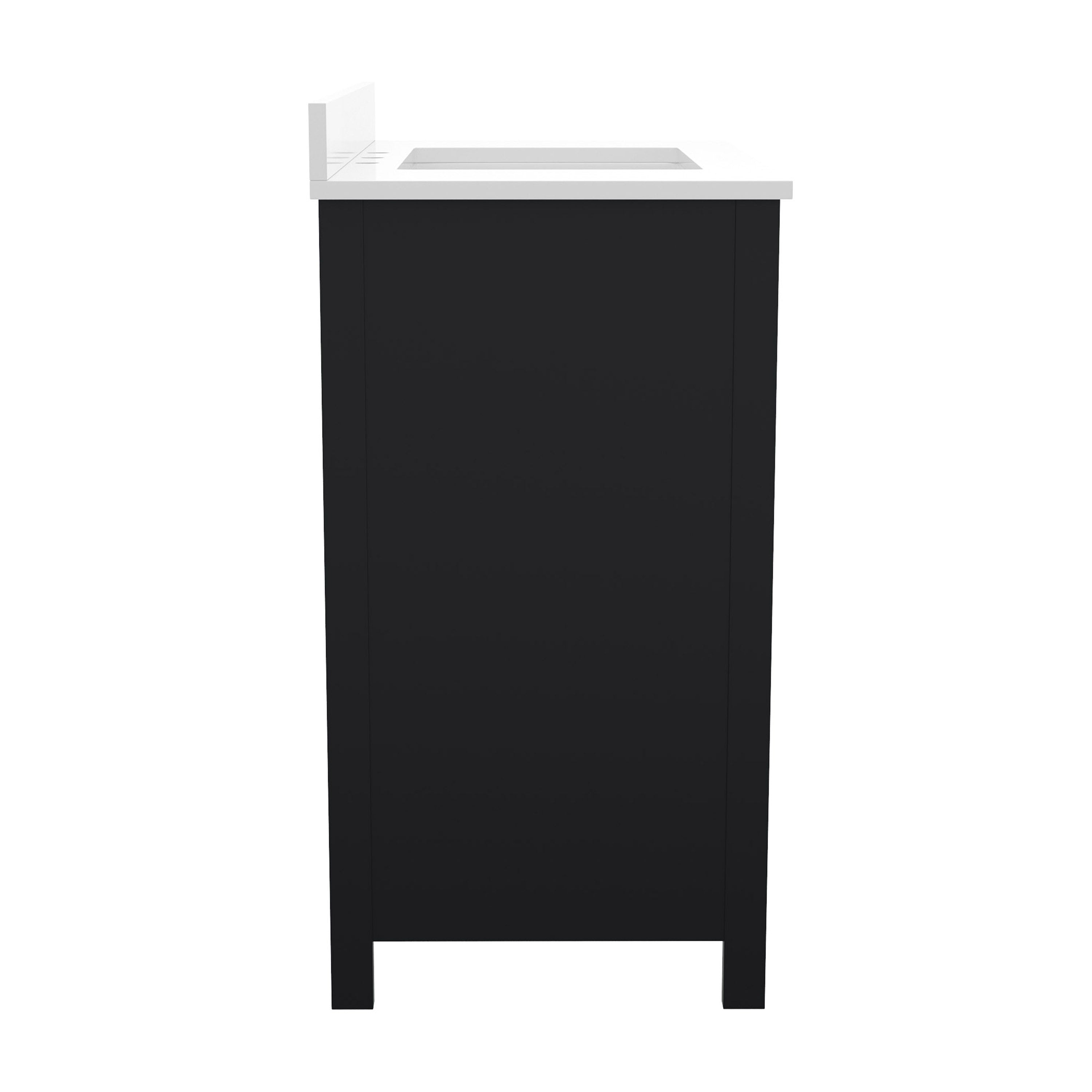 Haven 36 Inch Bathroom Vanity with Sink, Storage Cabinet with Soft Close Doors and Bottom Drawer, Carrara Marble Finish Countertop, Black