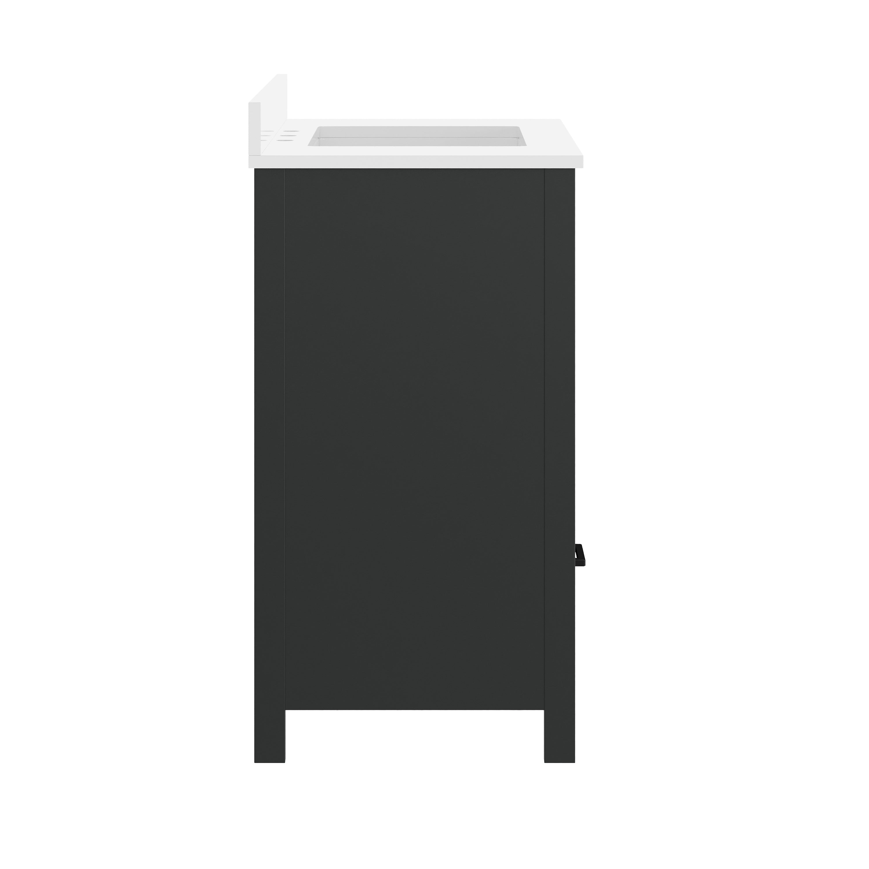 Haven 36" Bathroom Vanity with Sink, Storage Cabinet with Black Hardware, Soft Close Doors and Bottom Drawer, Carrara Marble Finish Countertop, Black