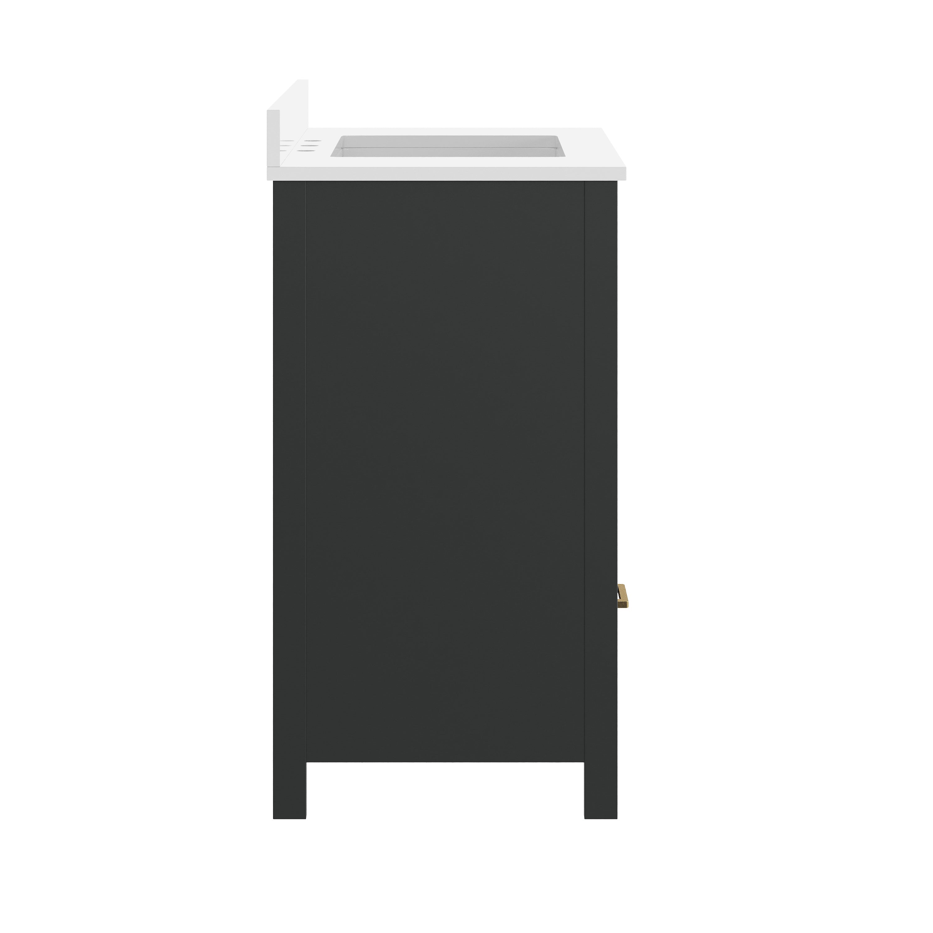 Haven 36" Bathroom Vanity with Sink, Storage Cabinet with Gold Hardware, Soft Close Doors and Bottom Drawer, Carrara Marble Finish Countertop, Black
