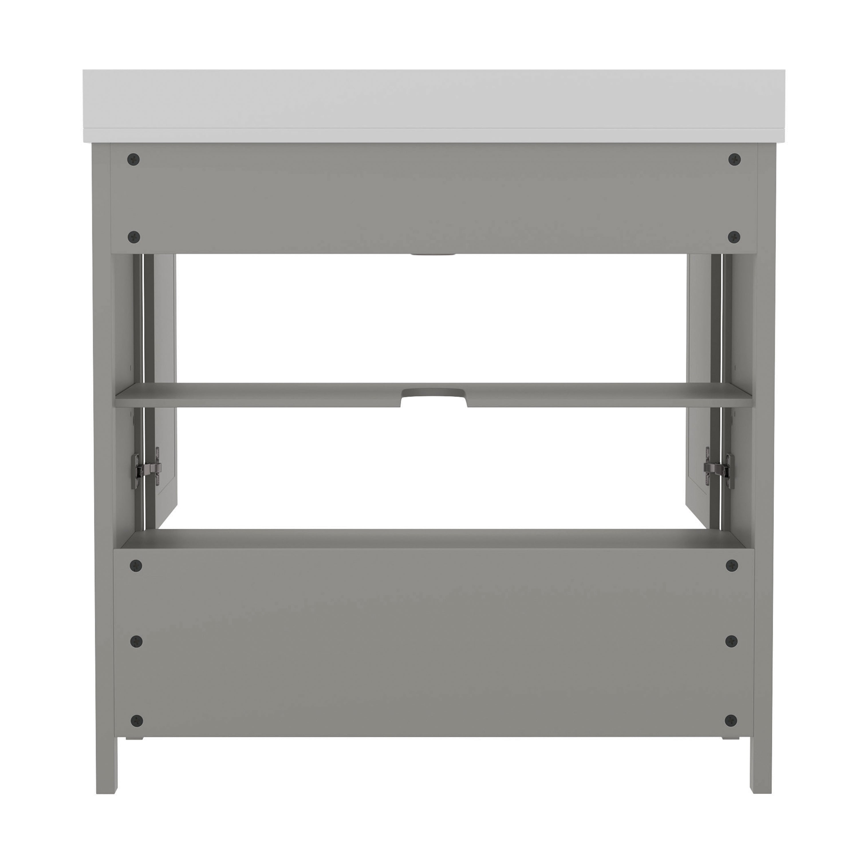 Haven 36 Inch Bathroom Vanity with Sink, Storage Cabinet with Soft Close Doors and Bottom Drawer, Carrara Marble Finish Countertop, Gray