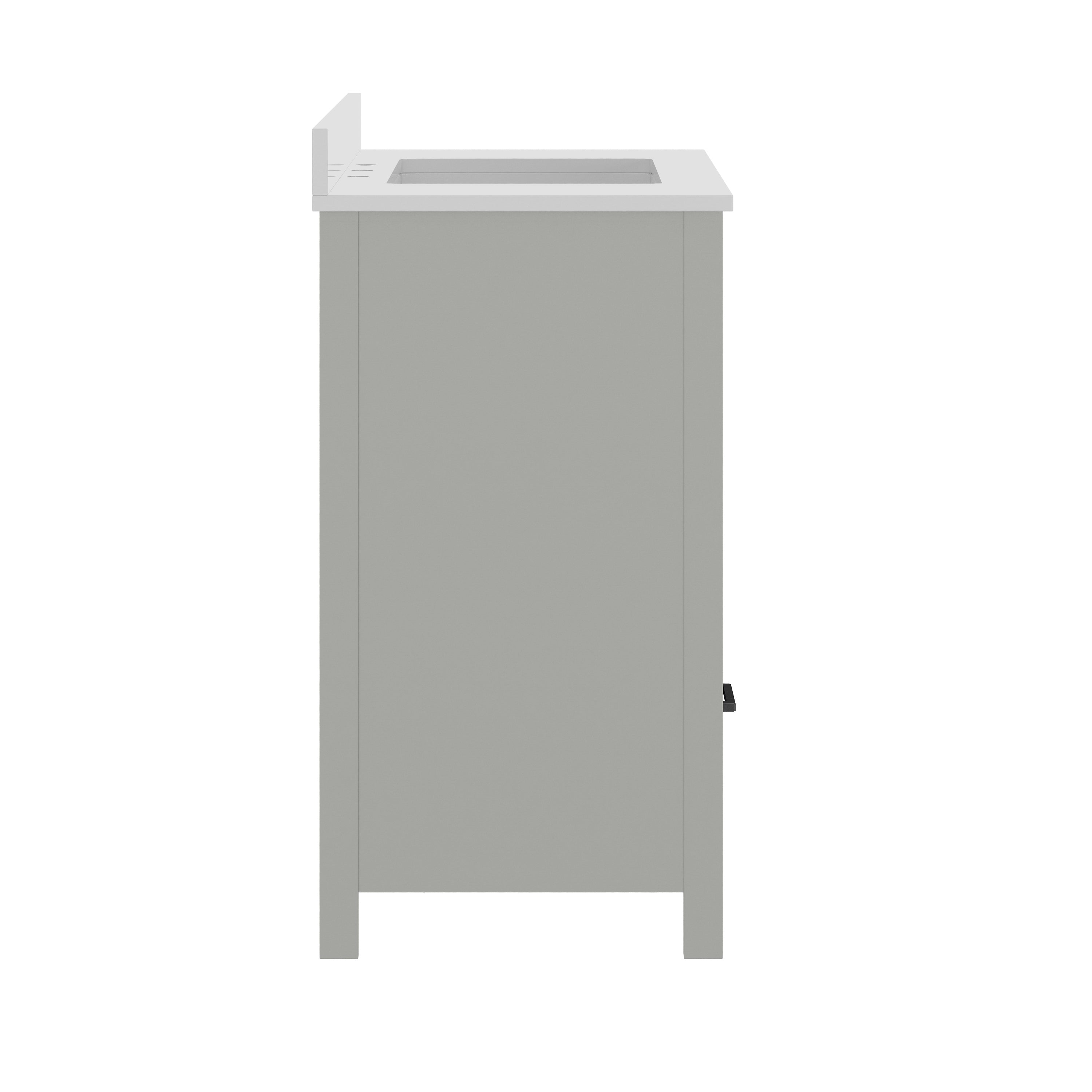 Haven 36" Bathroom Vanity with Sink, Storage Cabinet with Black Hardware, Soft Close Doors and Bottom Drawer, Carrara Marble Finish Countertop, Gray