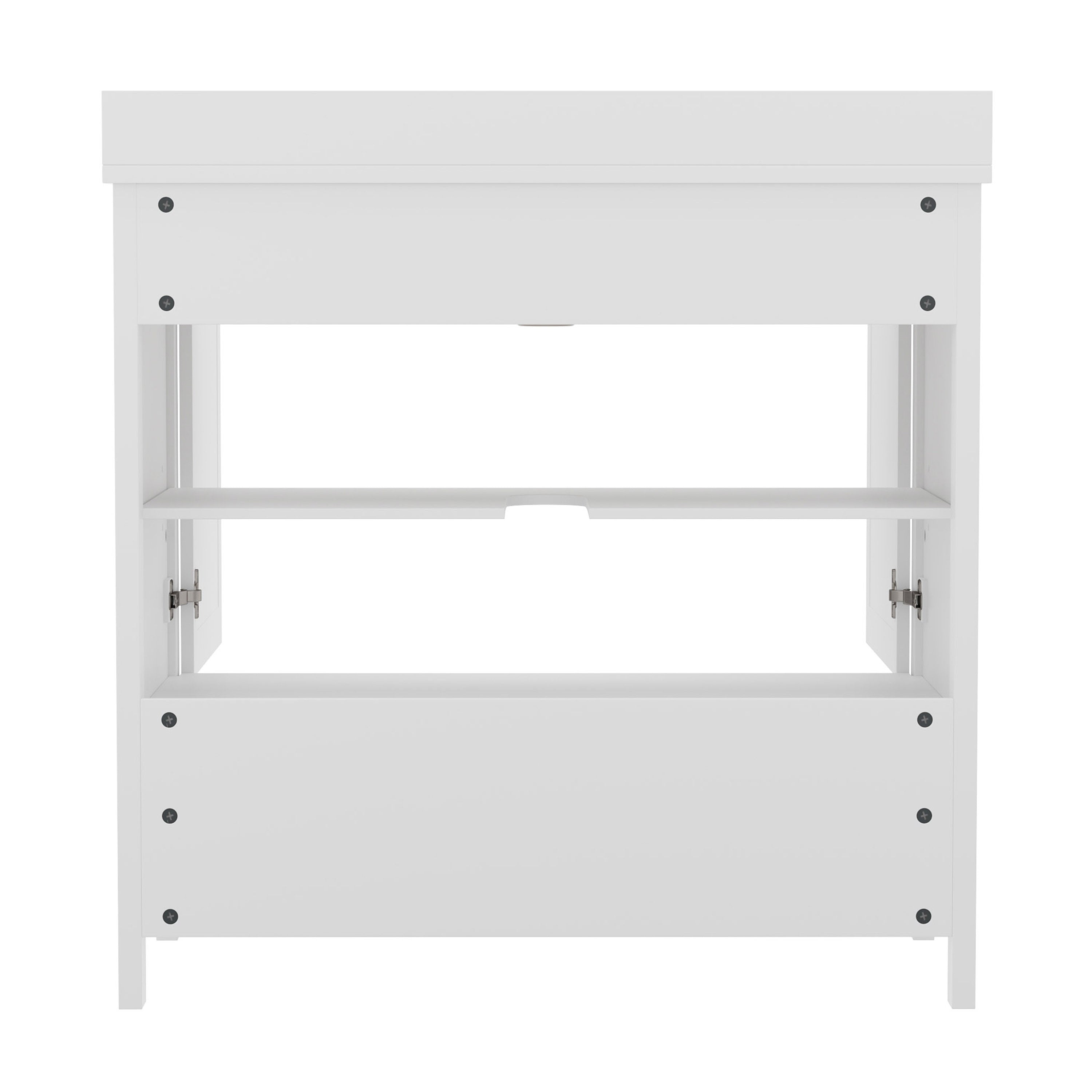Haven 36 Inch Bathroom Vanity with Sink, Storage Cabinet with Soft Close Doors and Bottom Drawer, Carrara Marble Finish Countertop, White