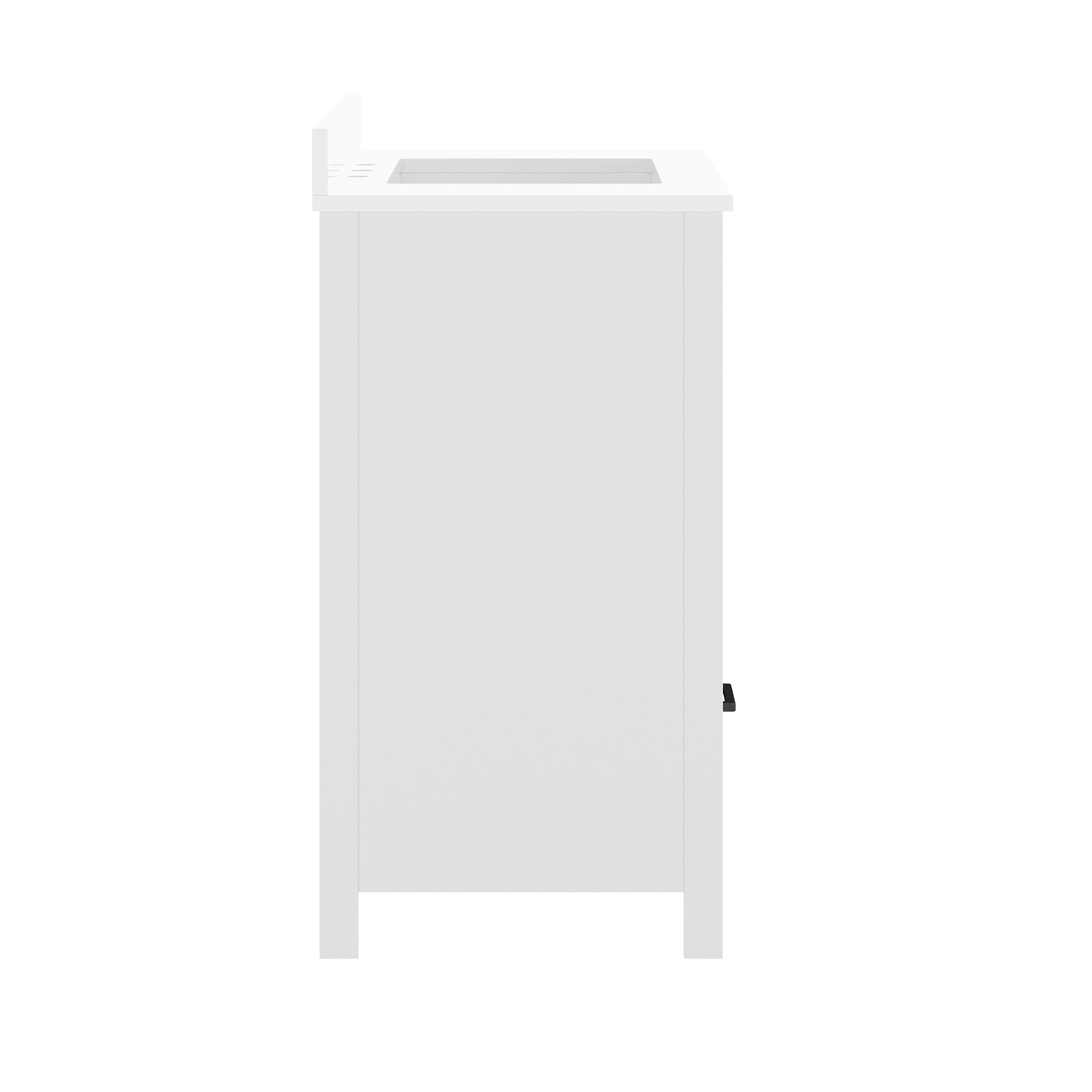 Haven 36" Bathroom Vanity with Sink, Storage Cabinet with Black Hardware, Soft Close Doors and Bottom Drawer, Carrara Marble Finish Countertop, White