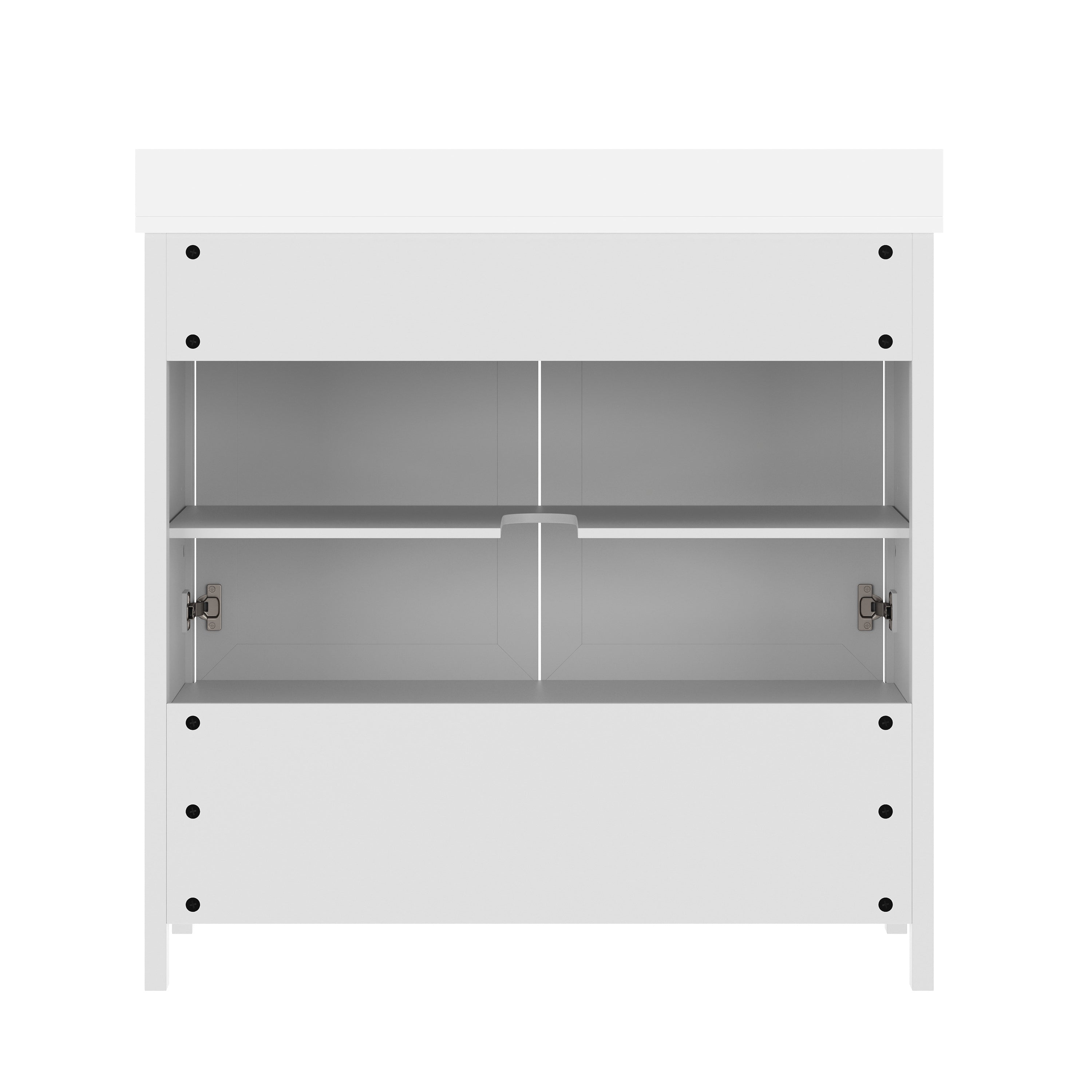 Haven 36" Bathroom Vanity with Sink, Storage Cabinet with Gold Hardware, Soft Close Doors and Bottom Drawer, Carrara Marble Finish Countertop, White