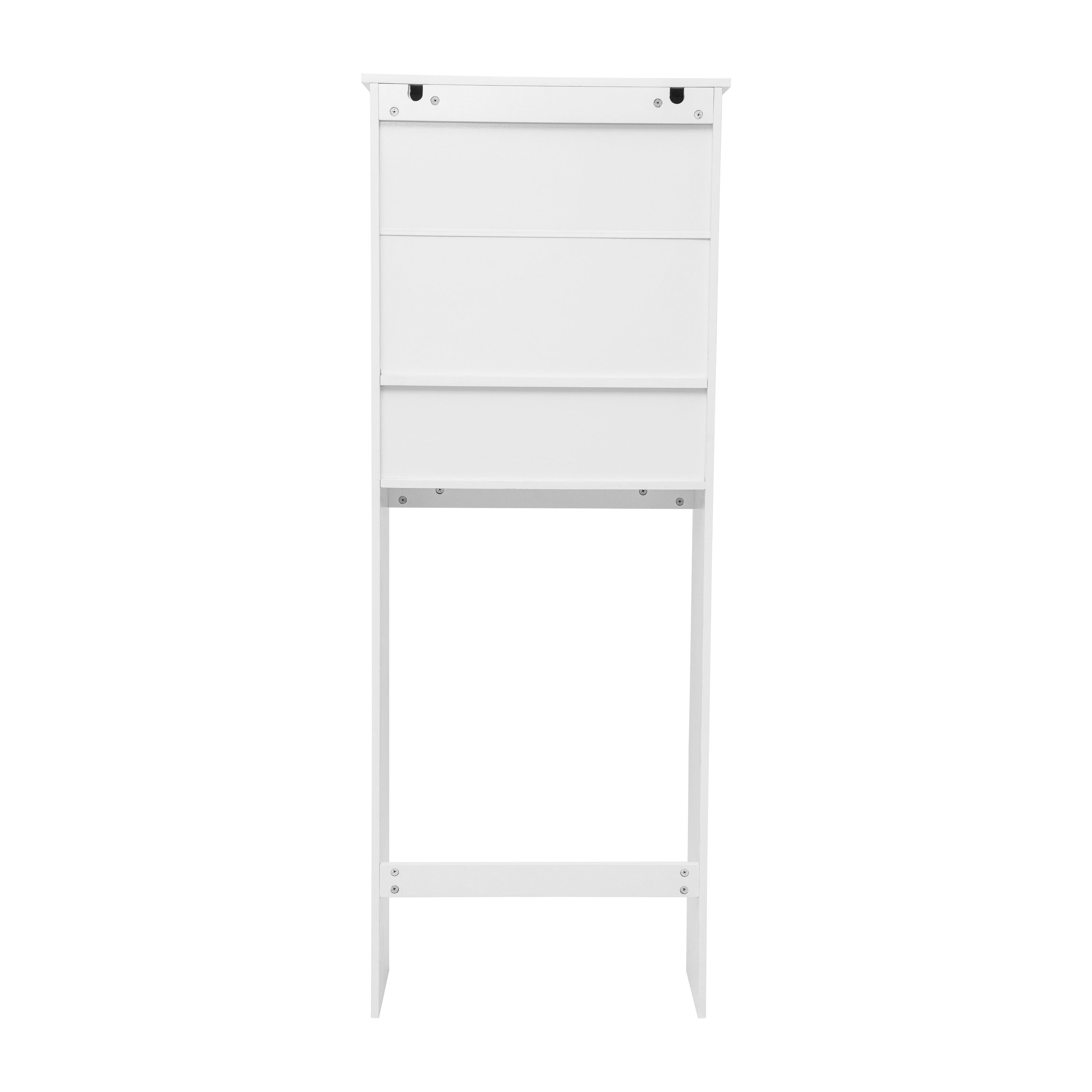 Vega Over the Toilet Bathroom Storage Cabinet Organizer with 2 Magnetic Closure Doors, Adjustable Cabinet Shelf, and Open Lower Shelf in White