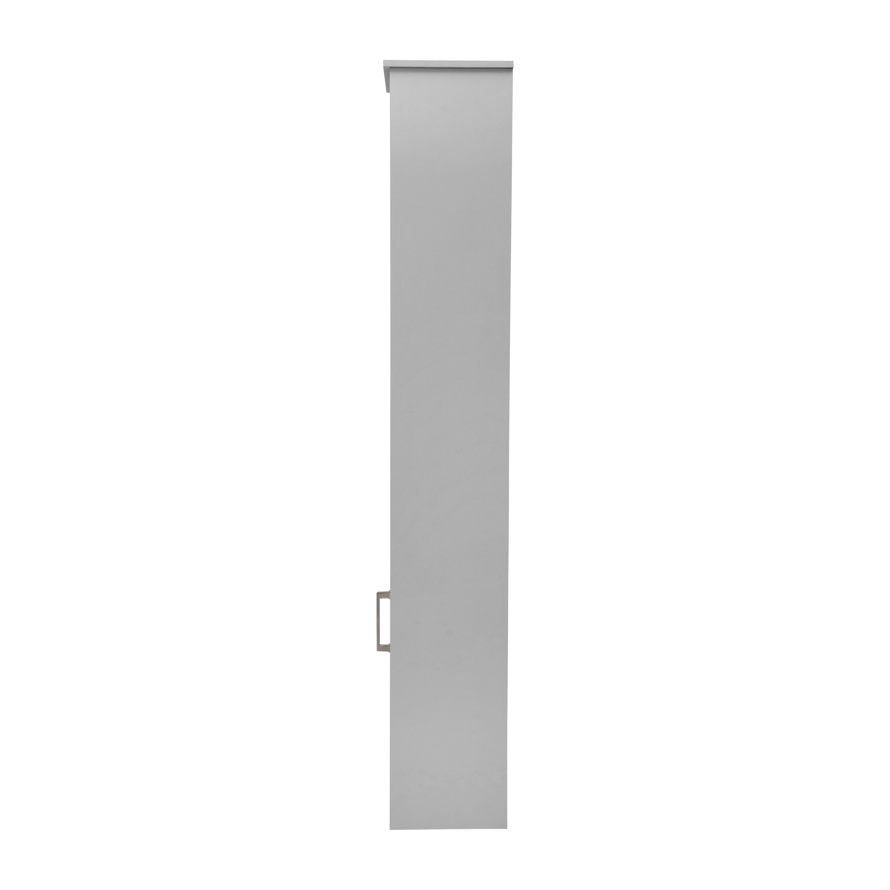 Vega Freestanding Linen Tower Storage Cabinet with Magnetic Close Door, In-Cabinet Adjustable Shelf, and 3 Upper Open Shelves in Gray