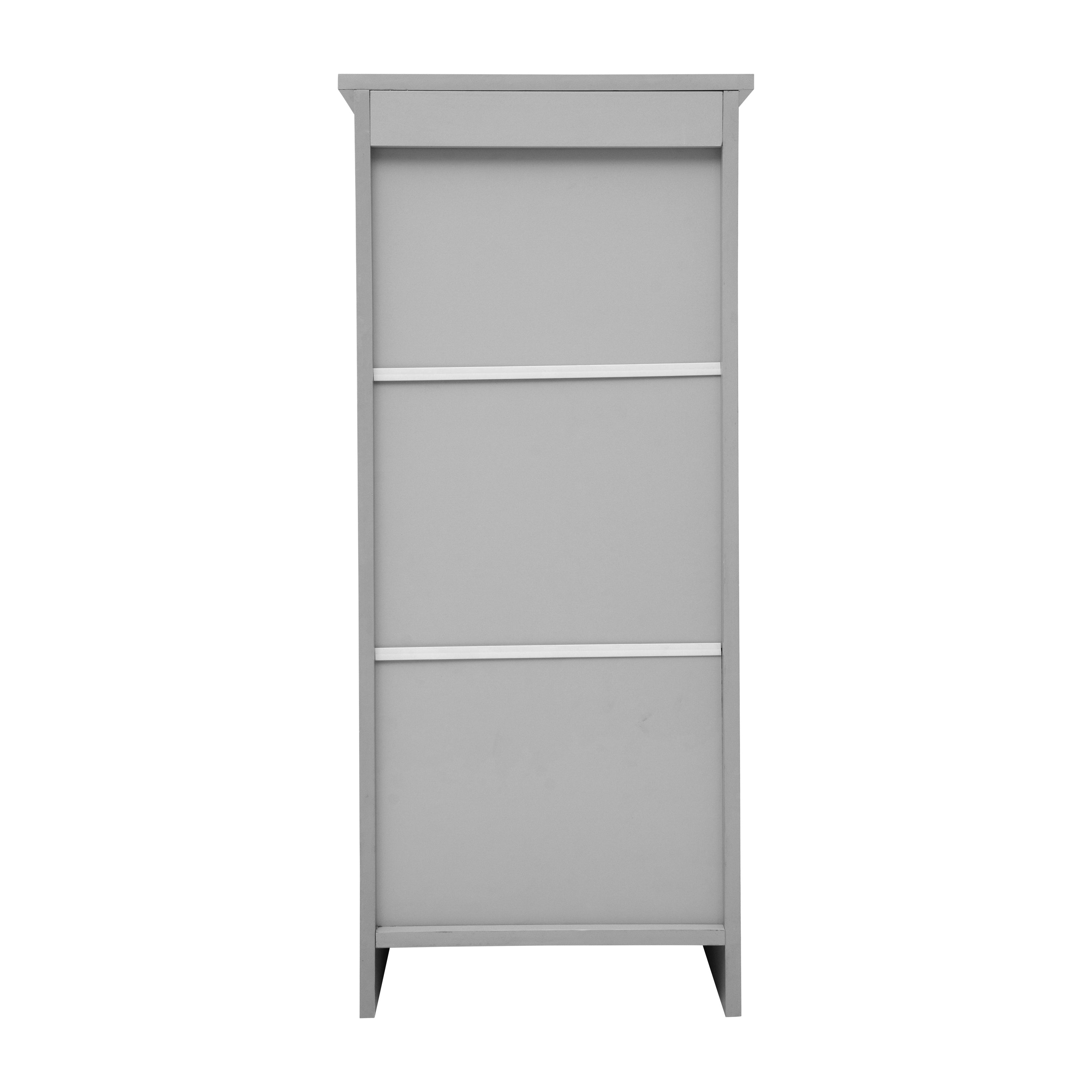 Vega Bathroom Storage Cabinet Organizer with Magnetic Closure Door, In-Cabinet Adjustable Shelf, and Upper Open Shelf in Gray