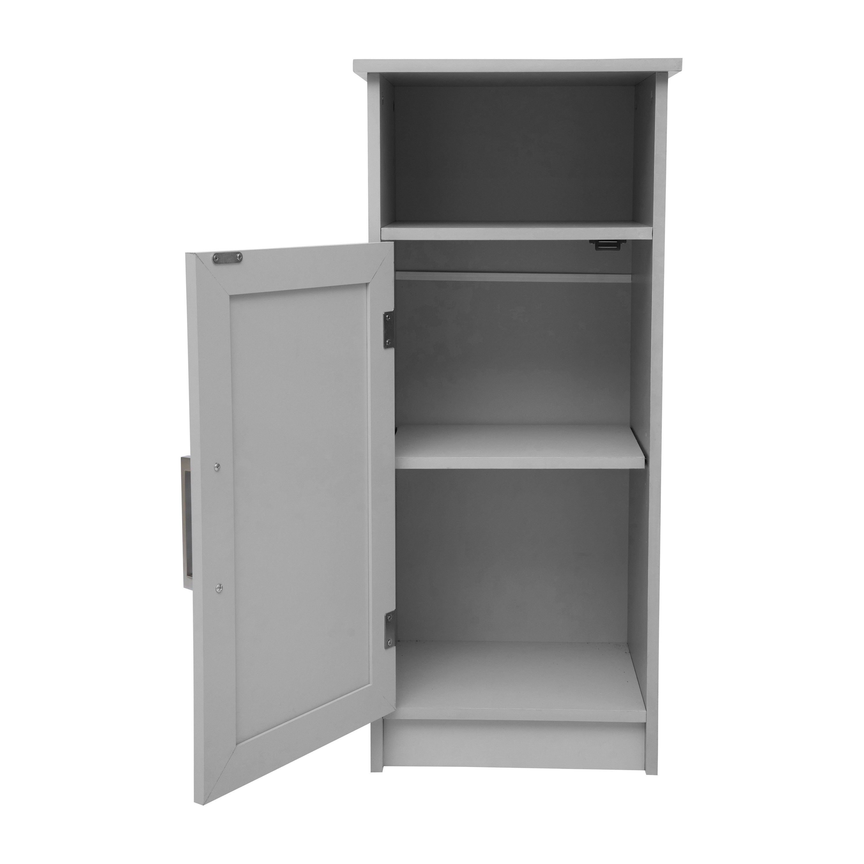 Vega Bathroom Storage Cabinet Organizer with Magnetic Closure Door, In-Cabinet Adjustable Shelf, and Upper Open Shelf in Gray