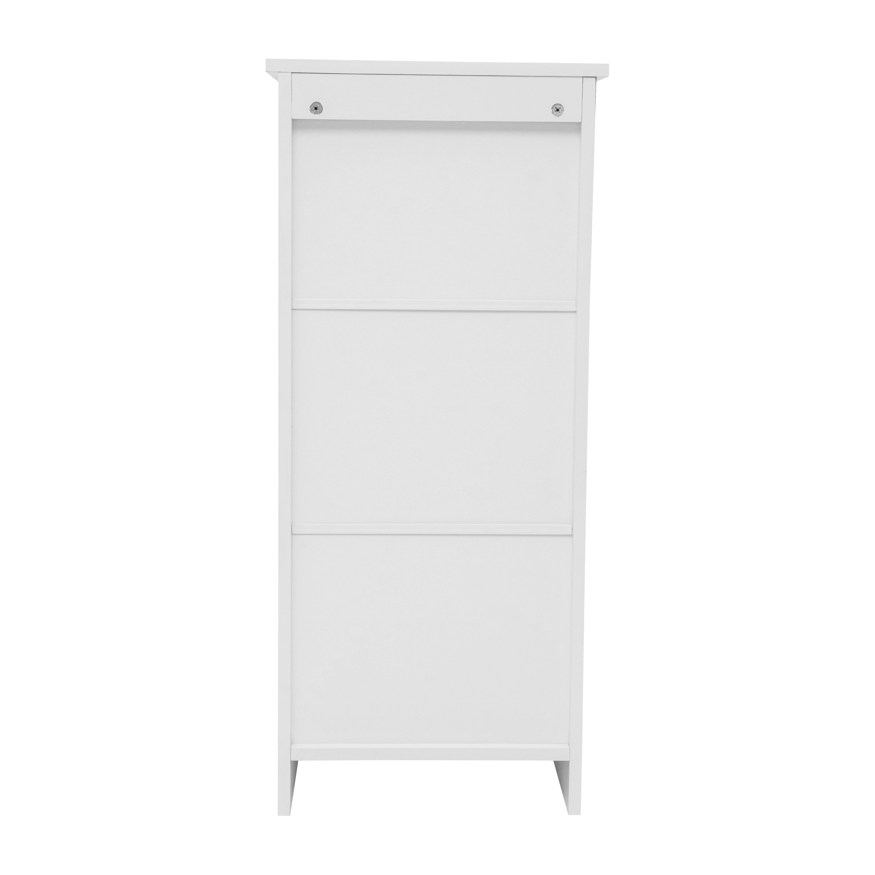 Vega Bathroom Storage Cabinet Organizer with Magnetic Closure Door, In-Cabinet Adjustable Shelf, and Upper Open Shelf in White
