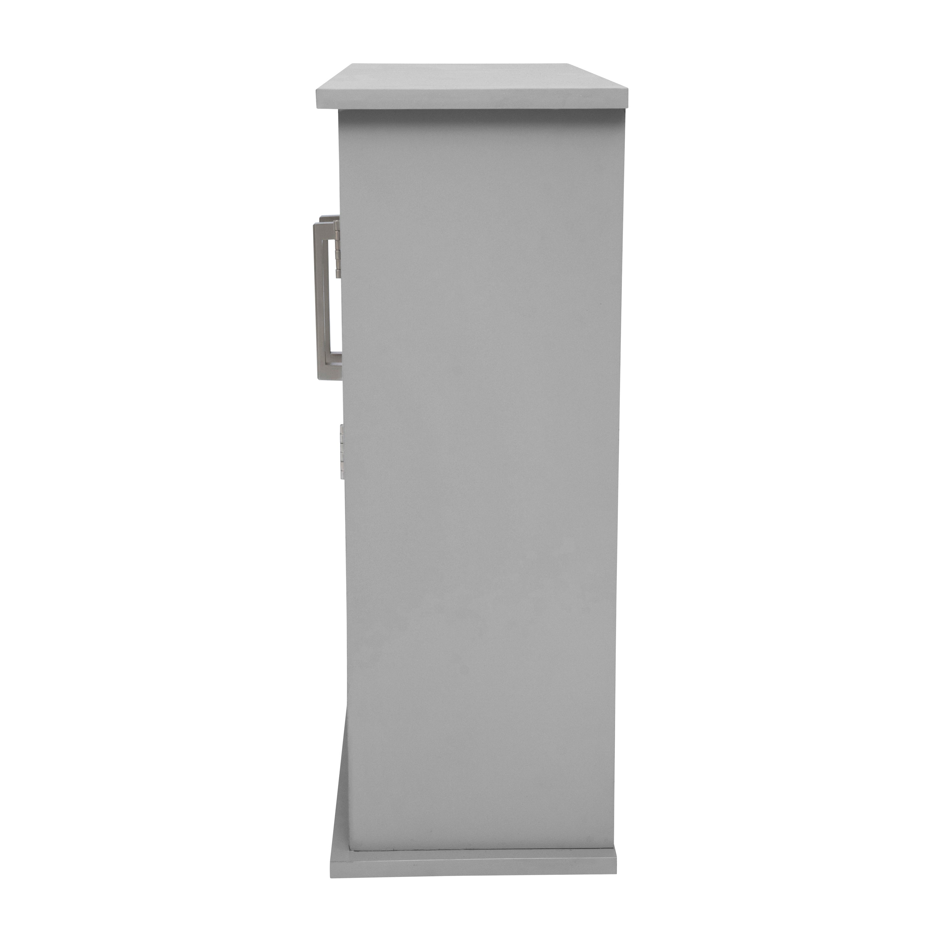 Vega Wall Mounted Bathroom Medicine Cabinet Storage Organizer with Two Magnetic Closure Doors, Adjustable Shelf, and Lower Open Shelf in Gray
