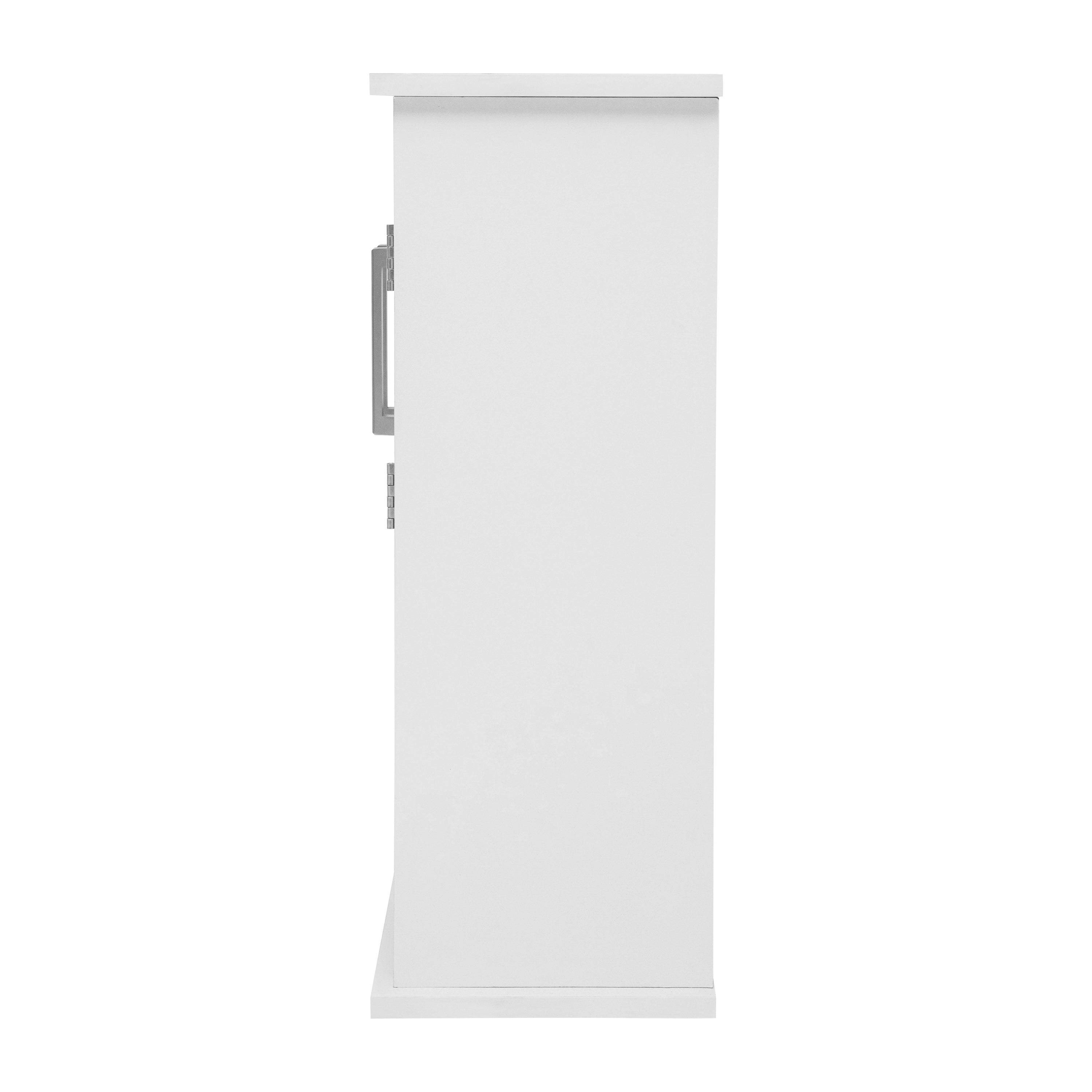 Vega Wall Mounted Bathroom Medicine Cabinet Storage Organizer with Two Magnetic Closure Doors, Adjustable Shelf, and Lower Open Shelf in White