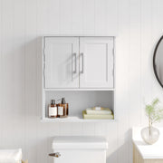Vega Wall Mounted Bathroom Medicine Cabinet Storage Organizer with Two Magnetic Closure Doors, Adjustable Shelf, and Lower Open Shelf in White