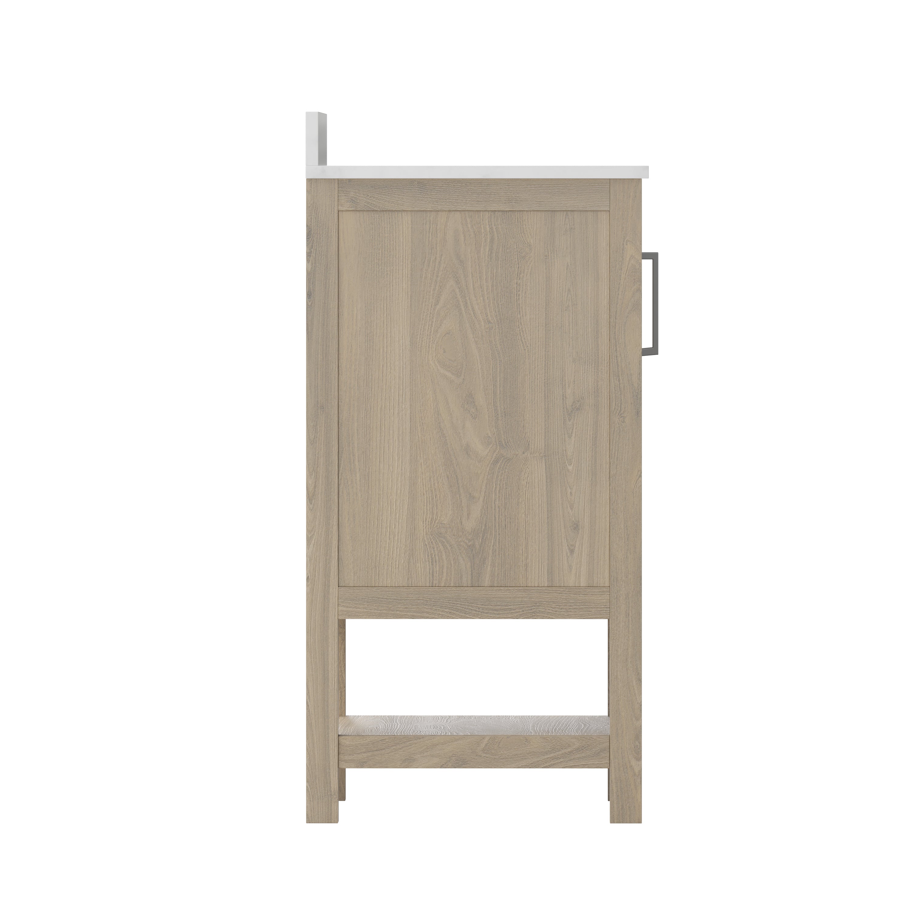 Vega 24 Inch Bathroom Vanity with Sink Combo, Storage Cabinet with Soft Close Doors and Open Shelf, Carrara Marble Finish Countertop, Brown/White