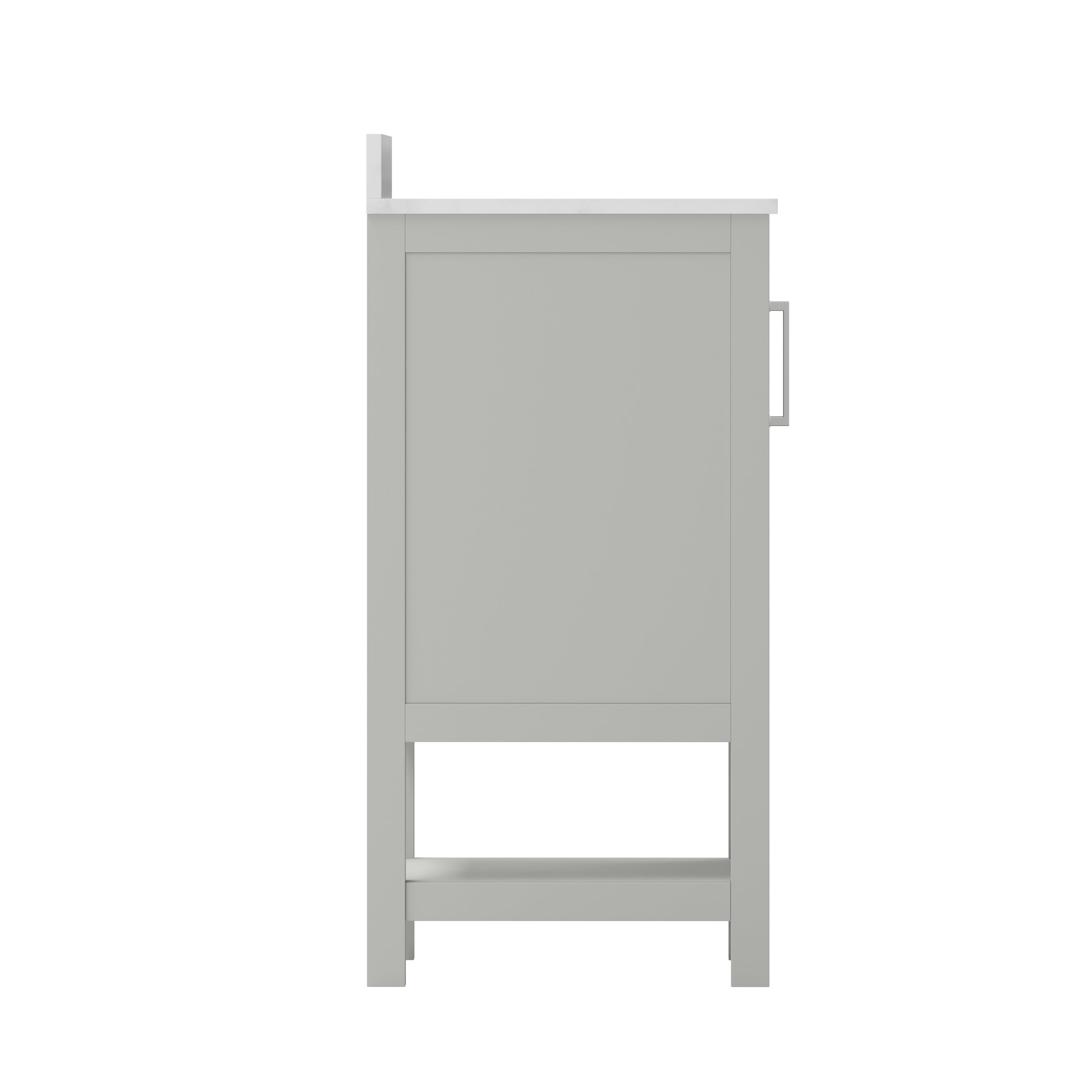 Vega 24 Inch Bathroom Vanity with Sink Combo, Storage Cabinet with Soft Close Doors and Open Shelf, Carrara Marble Finish Countertop, Gray/White