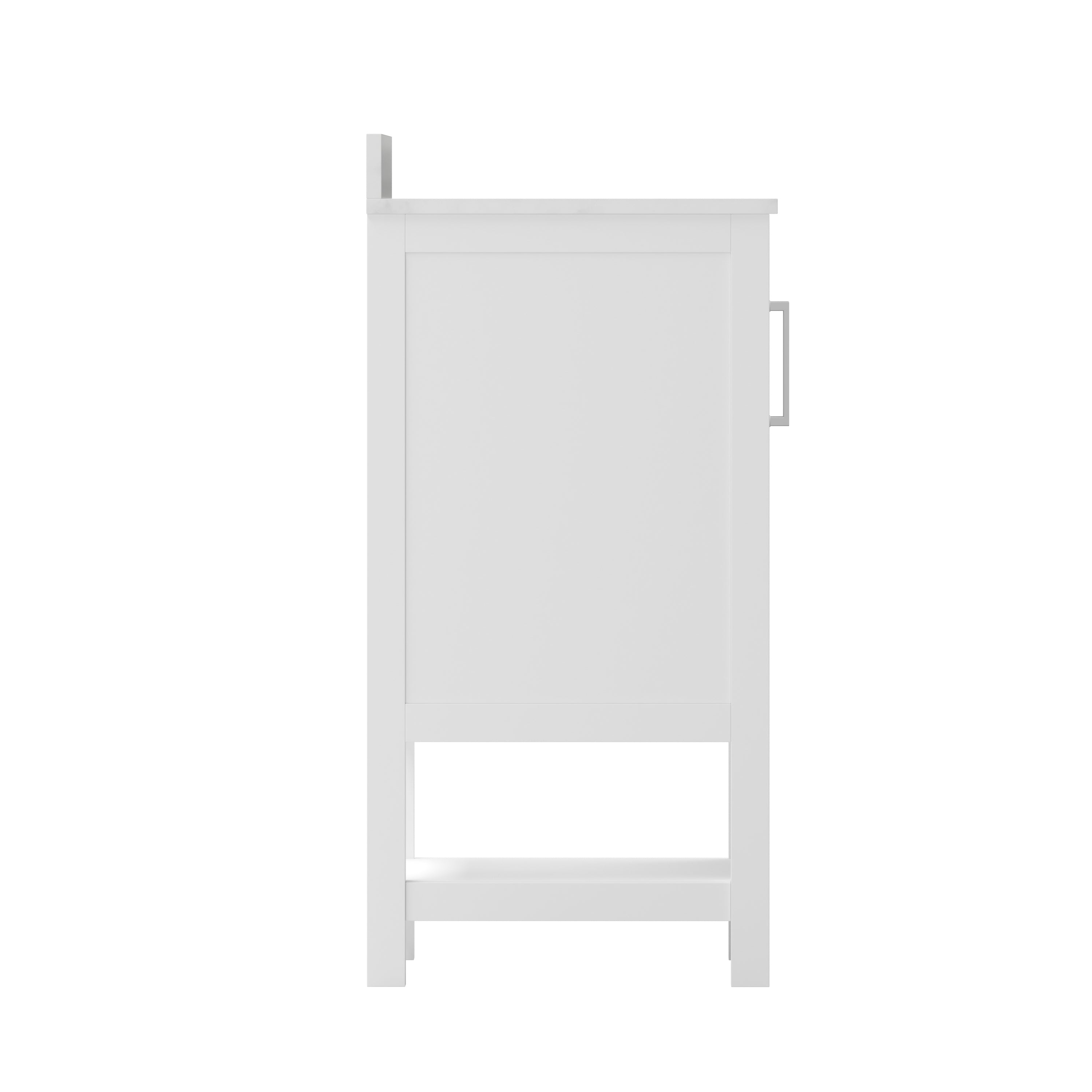 Vega 24 Inch Bathroom Vanity with Sink Combo, Storage Cabinet with Soft Close Doors and Open Shelf, Carrara Marble Finish Countertop, White/White
