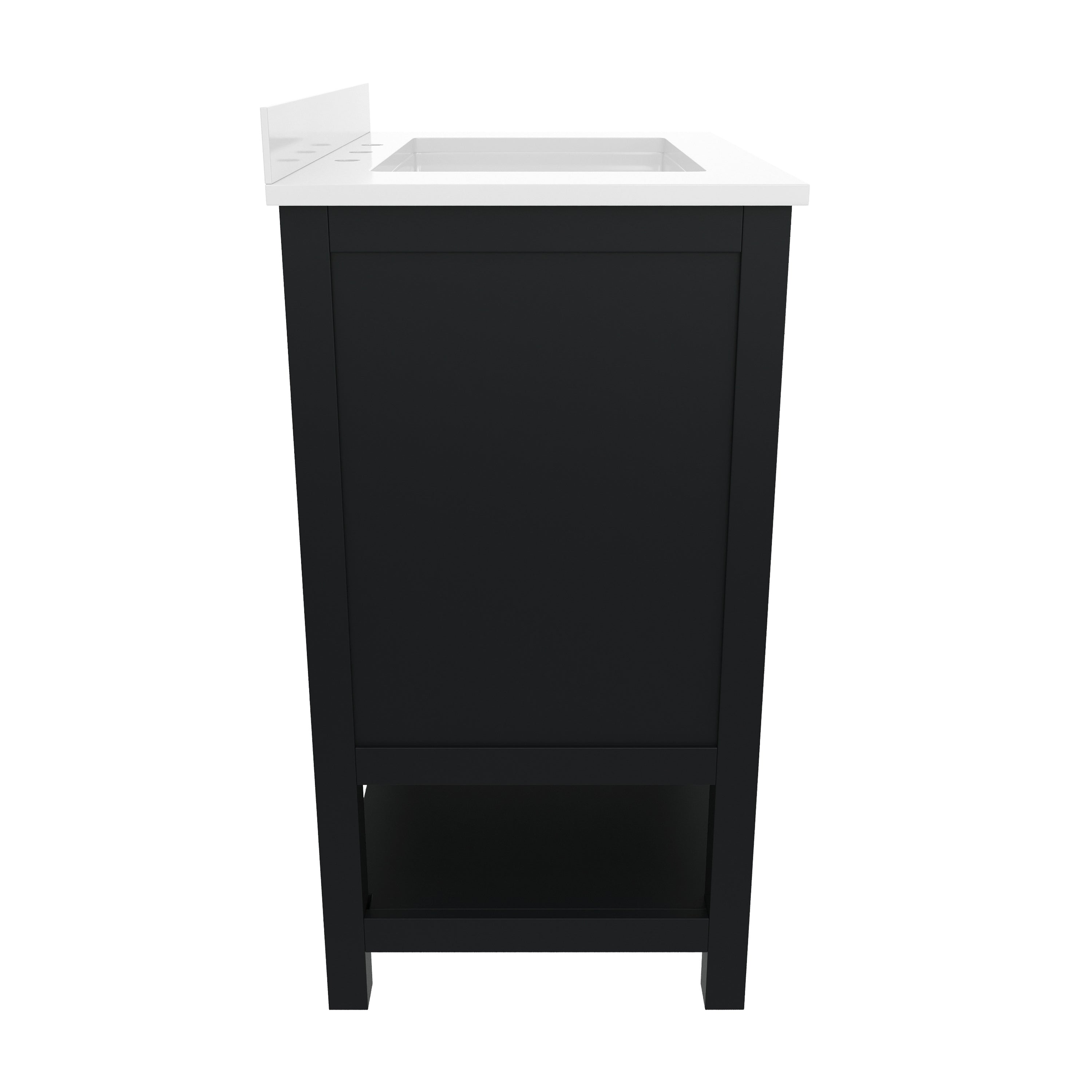 Vega 30 Inch Bathroom Vanity with Sink Combo, Storage Cabinet with Soft Close Doors and Open Shelf, Carrara Marble Finish Countertop, Black