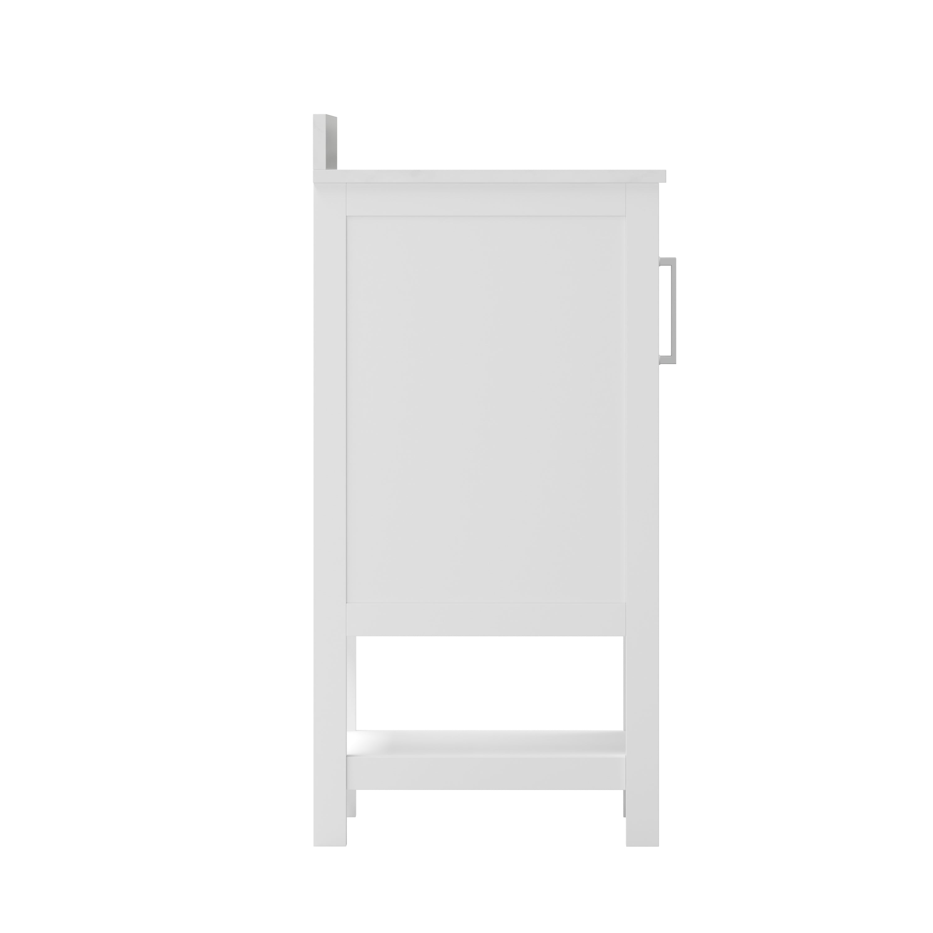Vega 30 Inch Bathroom Vanity with Sink Combo, Storage Cabinet with Soft Close Doors and Open Shelf, Carrara Marble Finish Countertop, White/White