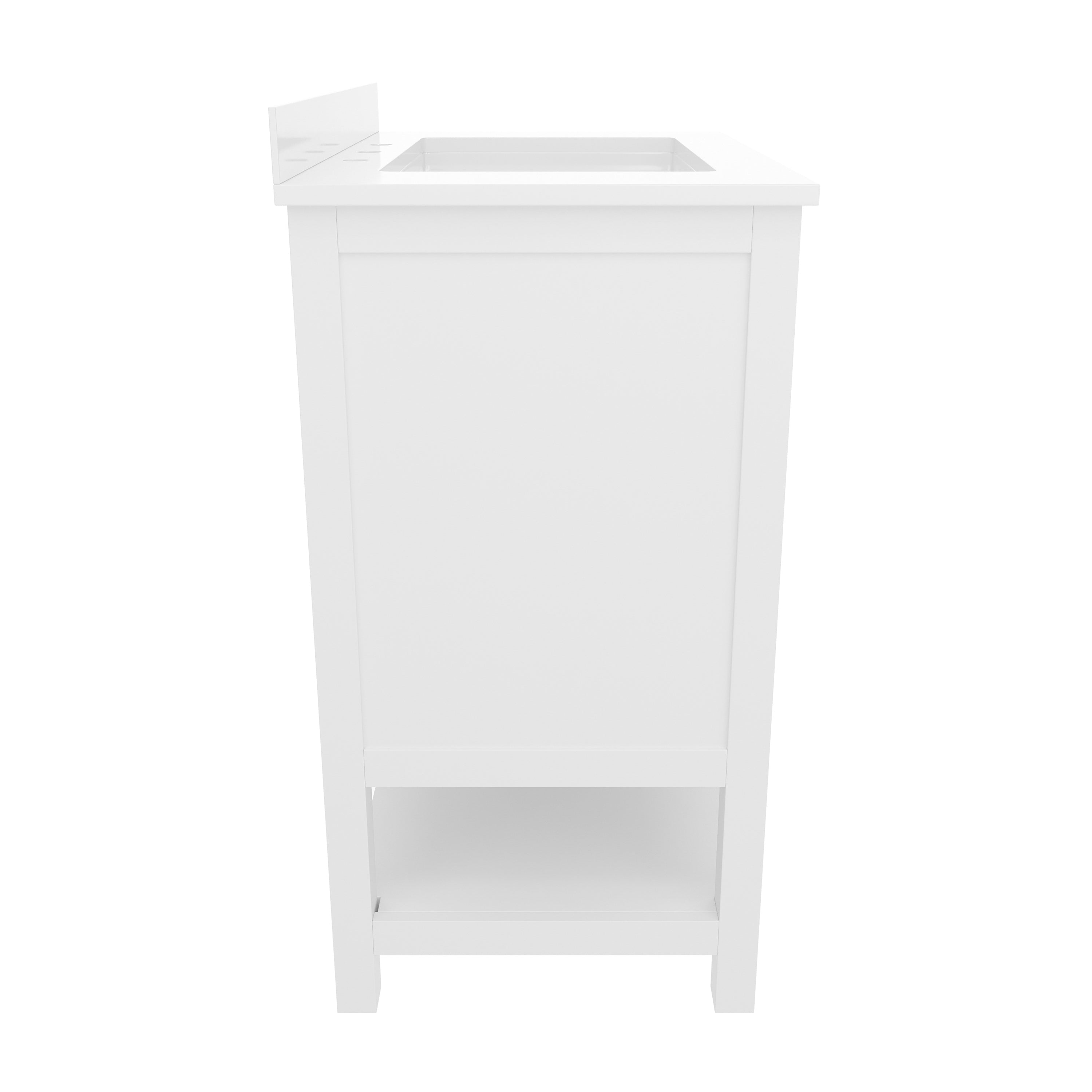 Vega 30 Inch Bathroom Vanity with Sink Combo, Storage Cabinet with Soft Close Doors and Open Shelf, Carrara Marble Finish Countertop, White/Gold