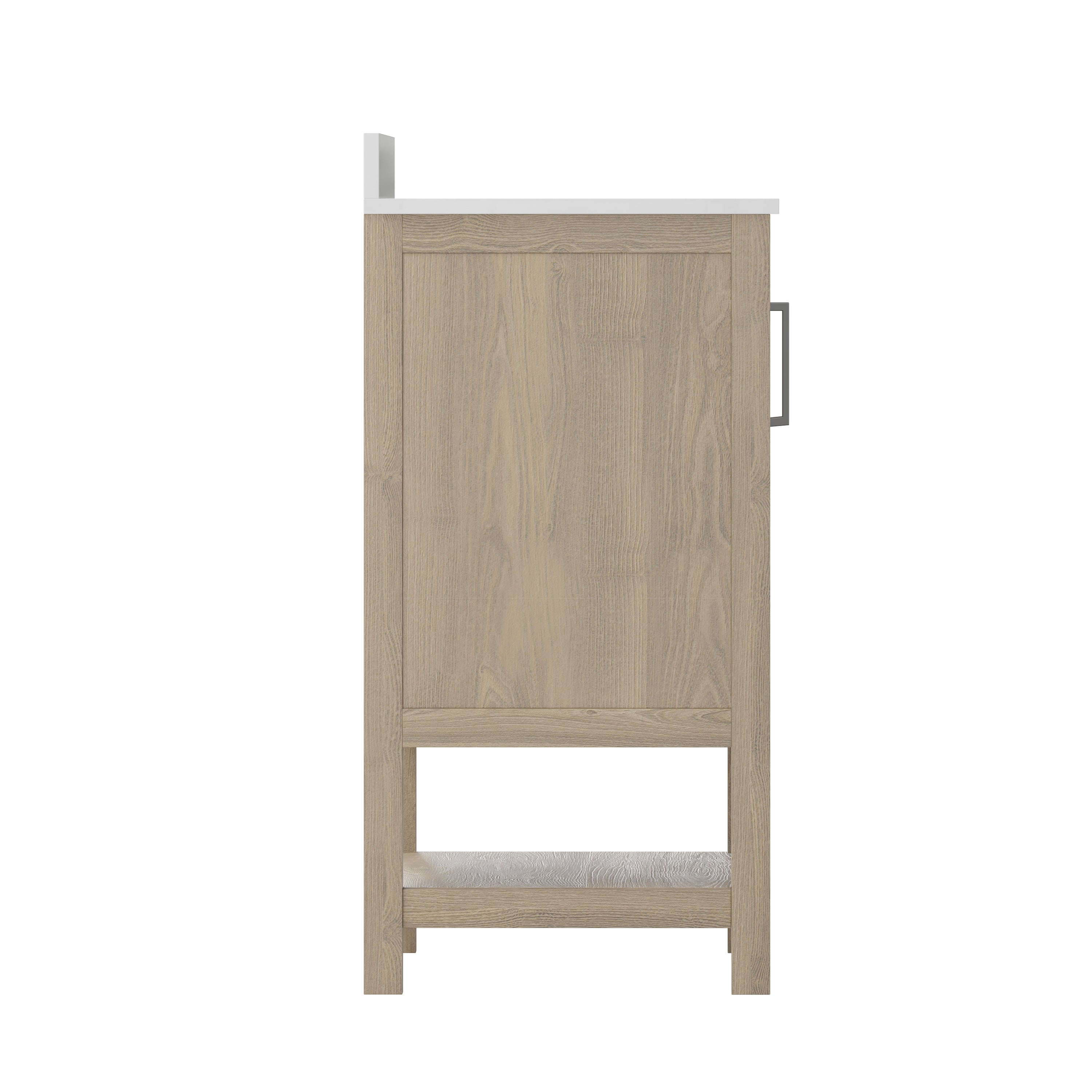Vega 36 Inch Bathroom Vanity with Sink Combo, Storage Cabinet with Soft Close Doors and Open Shelf, Carrara Marble Finish Countertop, Brown/White