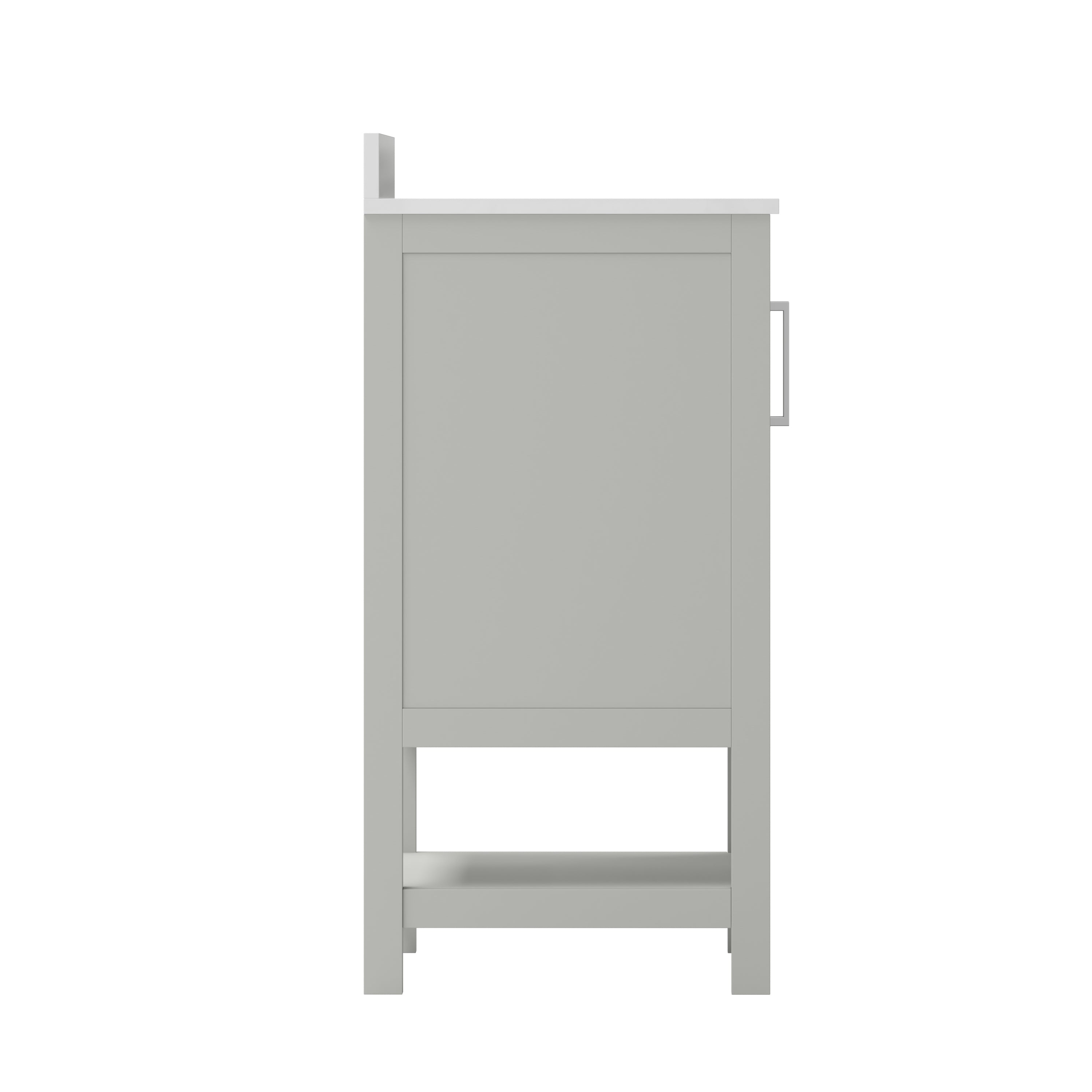 Vega 36 Inch Bathroom Vanity with Sink Combo, Storage Cabinet with Soft Close Doors and Open Shelf, Carrara Marble Finish Countertop, Gray/White