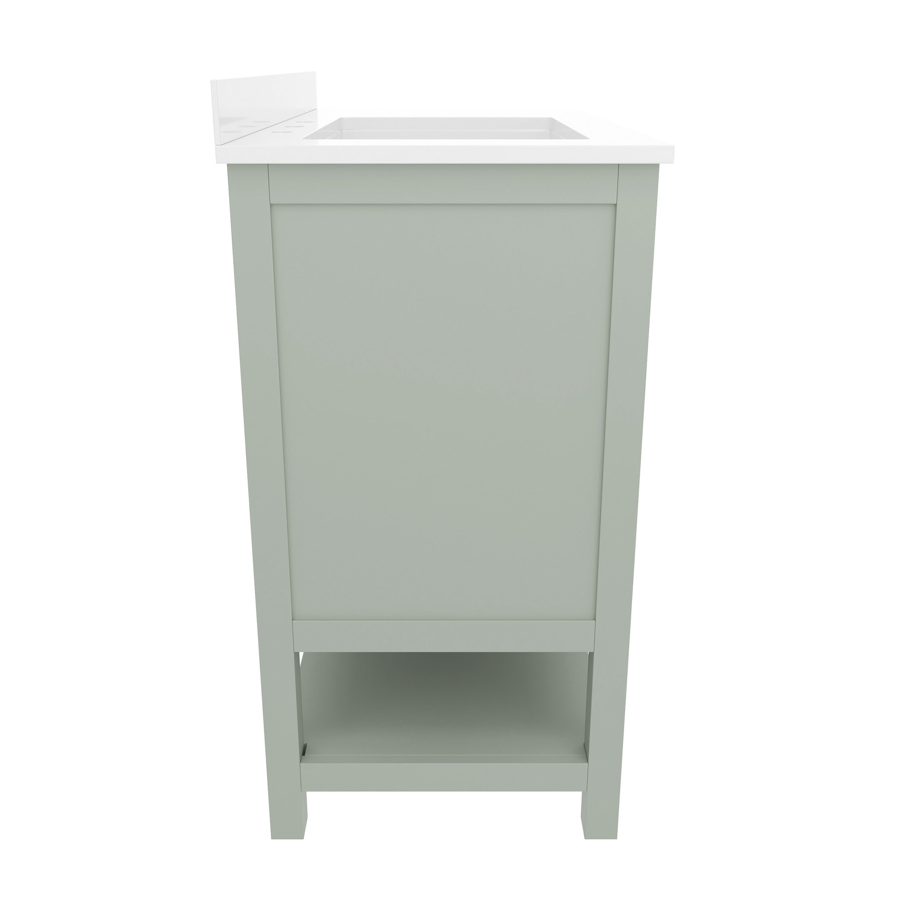 Vega 36 Inch Bathroom Vanity with Sink, Storage Cabinet with Soft Close Doors, Open Shelf and 3 Drawers, Carrara Marble Finish Countertop, Sage