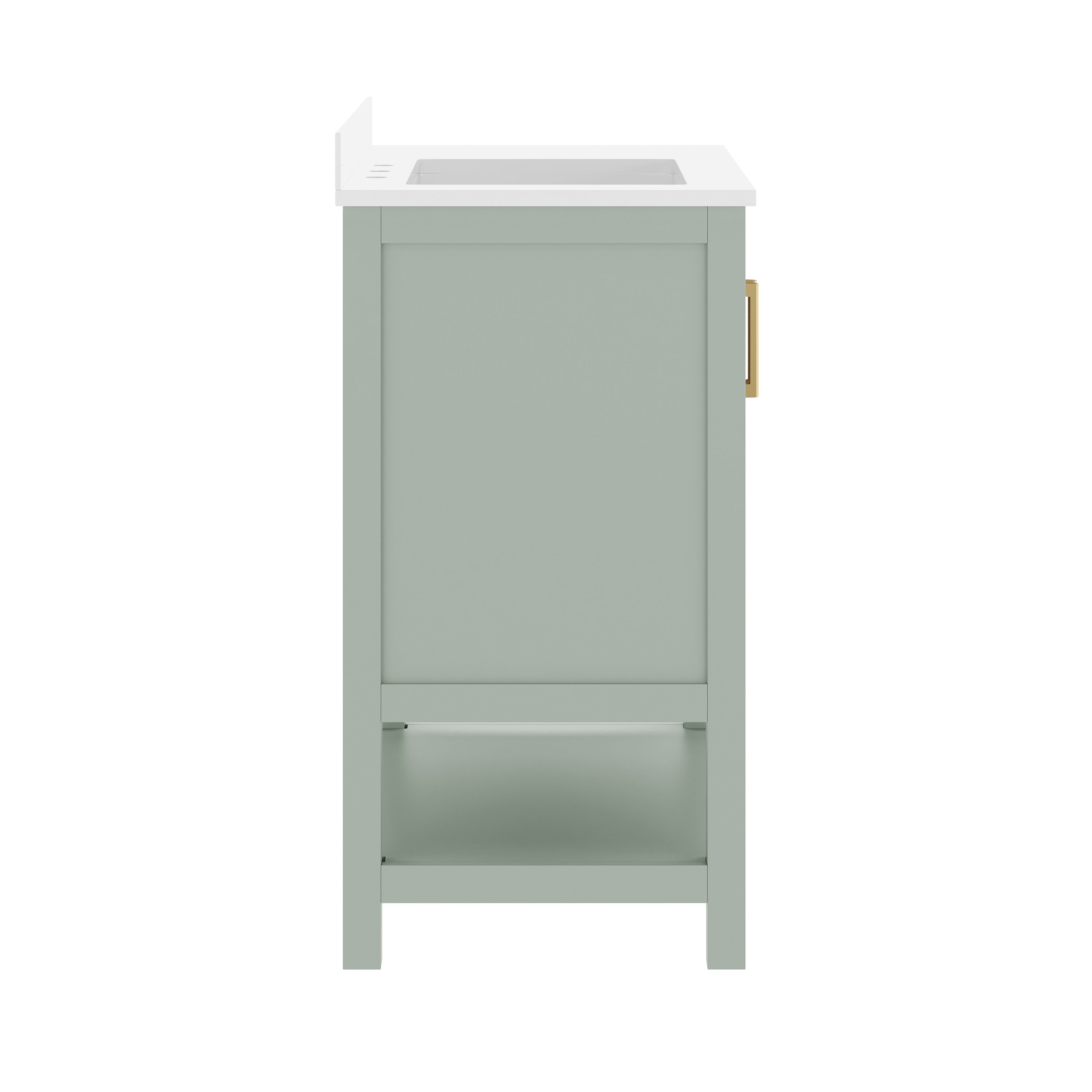 Vega 36" Bathroom Vanity with Sink, Cabinet with Gold Hardware, Soft Close Doors, Open Shelf & 3 Drawers, Carrara Marble Finish Counter, Sage/White