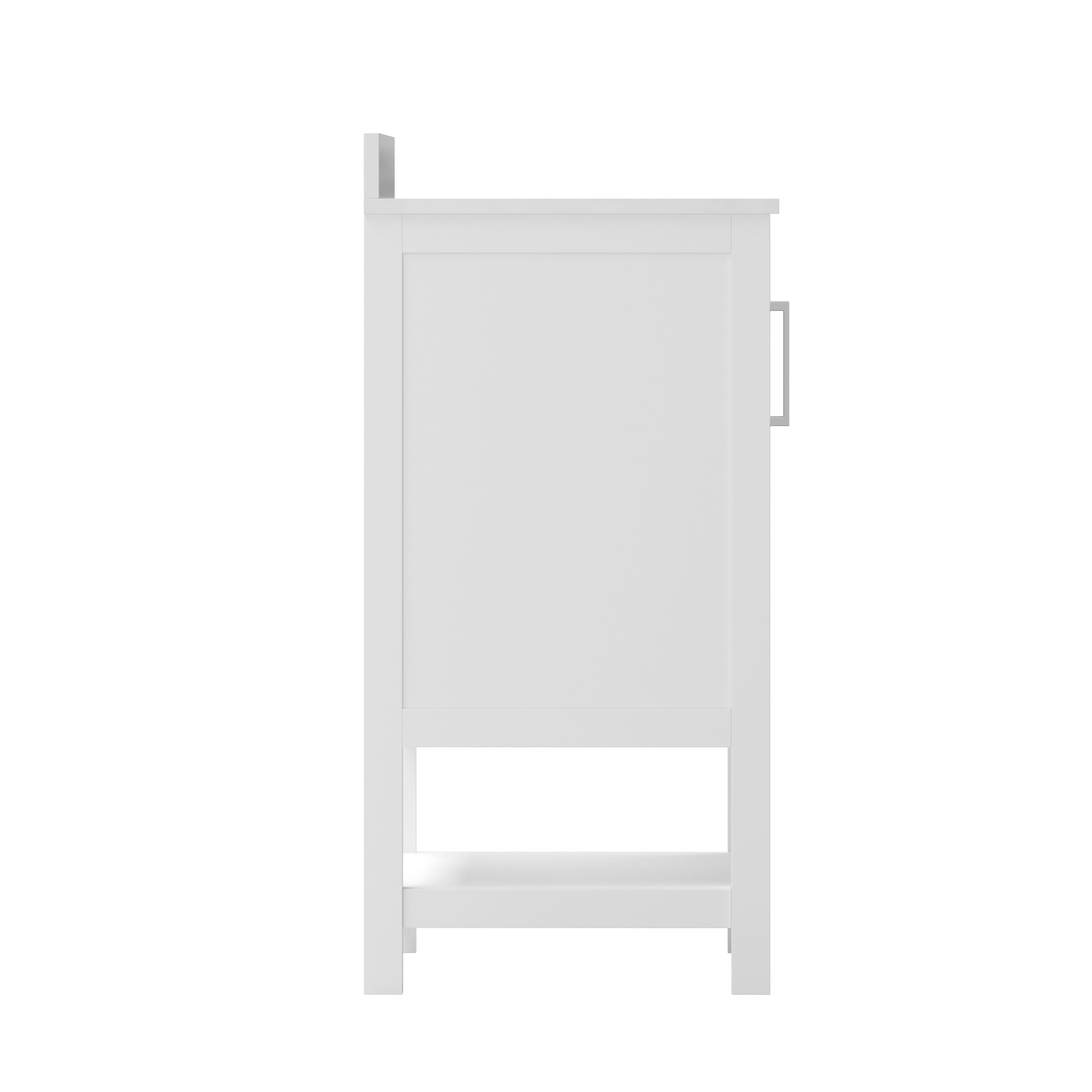 Vega 36 Inch Bathroom Vanity with Sink Combo, Storage Cabinet with Soft Close Doors and Open Shelf, Carrara Marble Finish Countertop, White/White