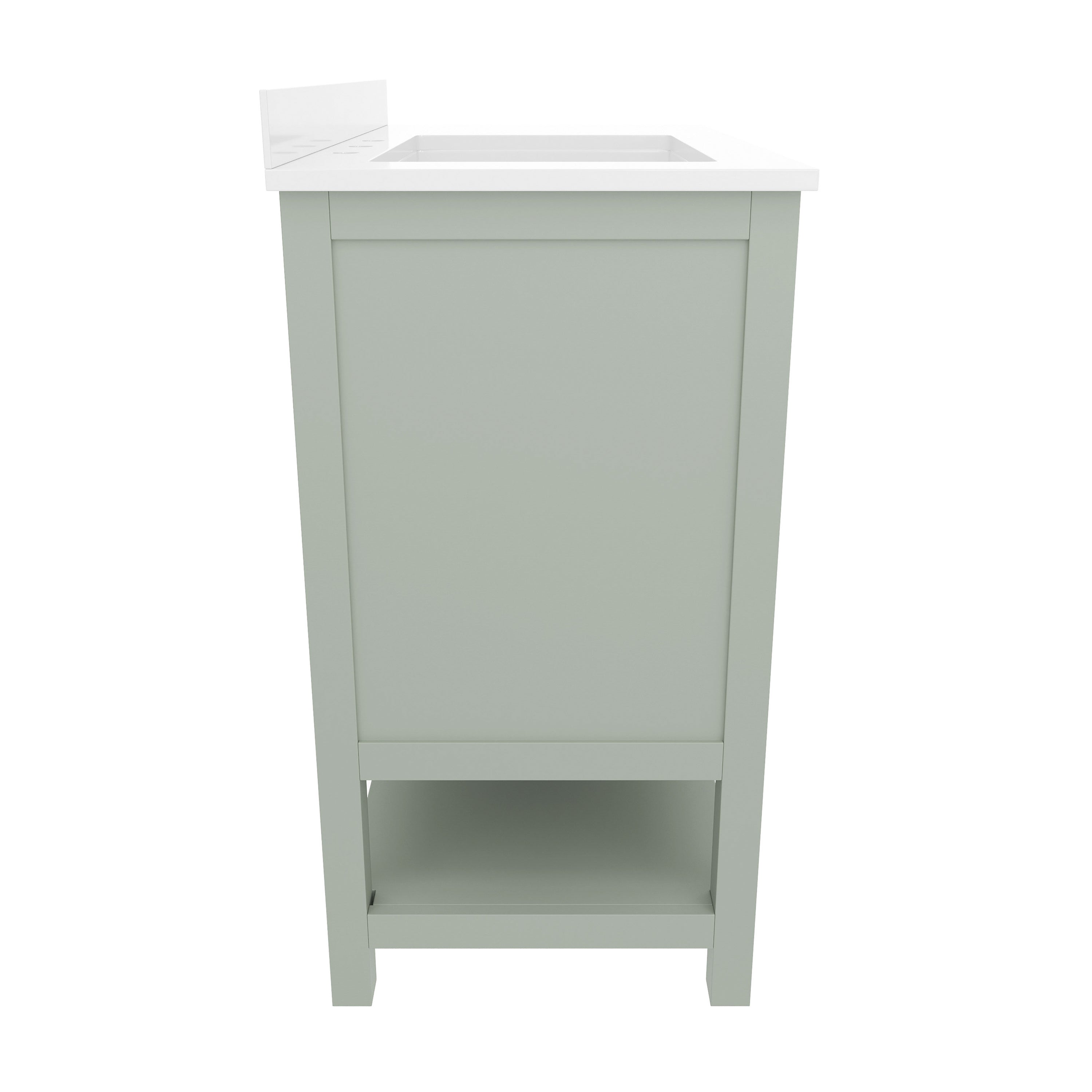 Vega 42 Inch Bathroom Vanity with Sink, Storage Cabinet with Soft Close Doors, Open Shelf and 3 Drawers, Carrara Marble Finish Countertop, Sage
