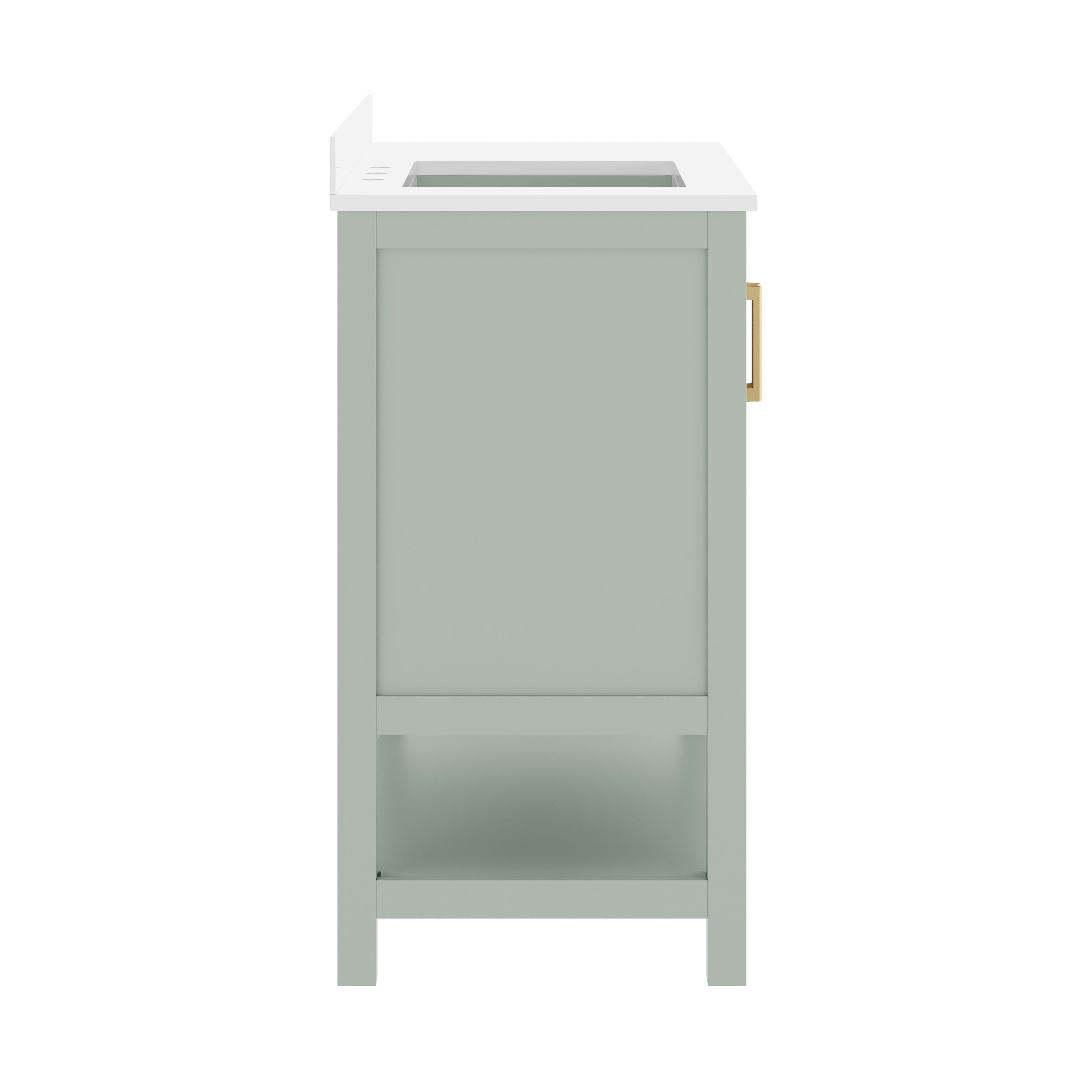 Vega 42" Bathroom Vanity with Sink, Cabinet with Gold Hardware, Soft Close Doors, Open Shelf & 3 Drawers, Carrara Marble Finish Counter, Sage/White