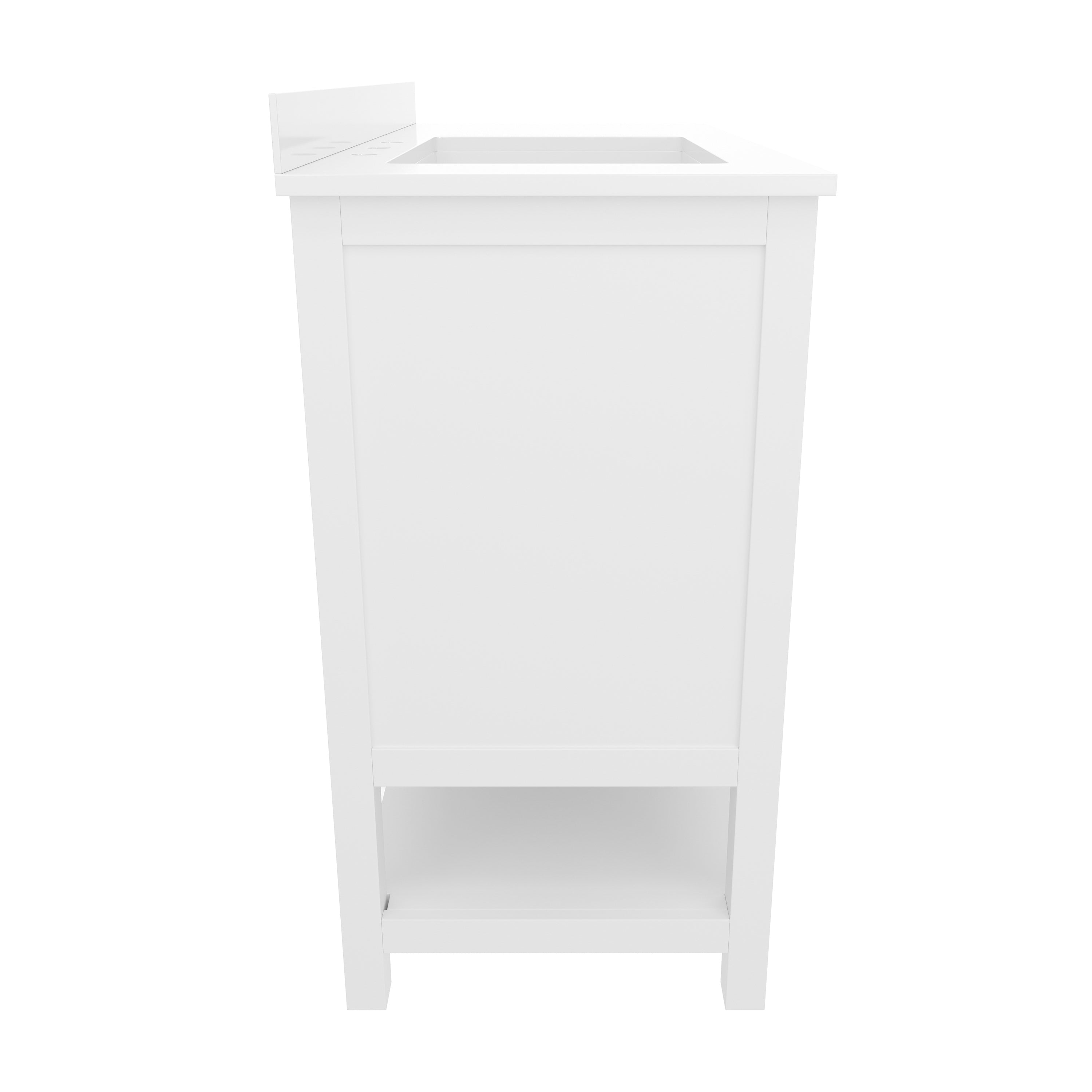 Vega 42 Inch Bathroom Vanity with Sink, Storage Cabinet with Soft Close Doors, Open Shelf and 3 Drawers, Carrara Marble Finish Countertop, White/Gold