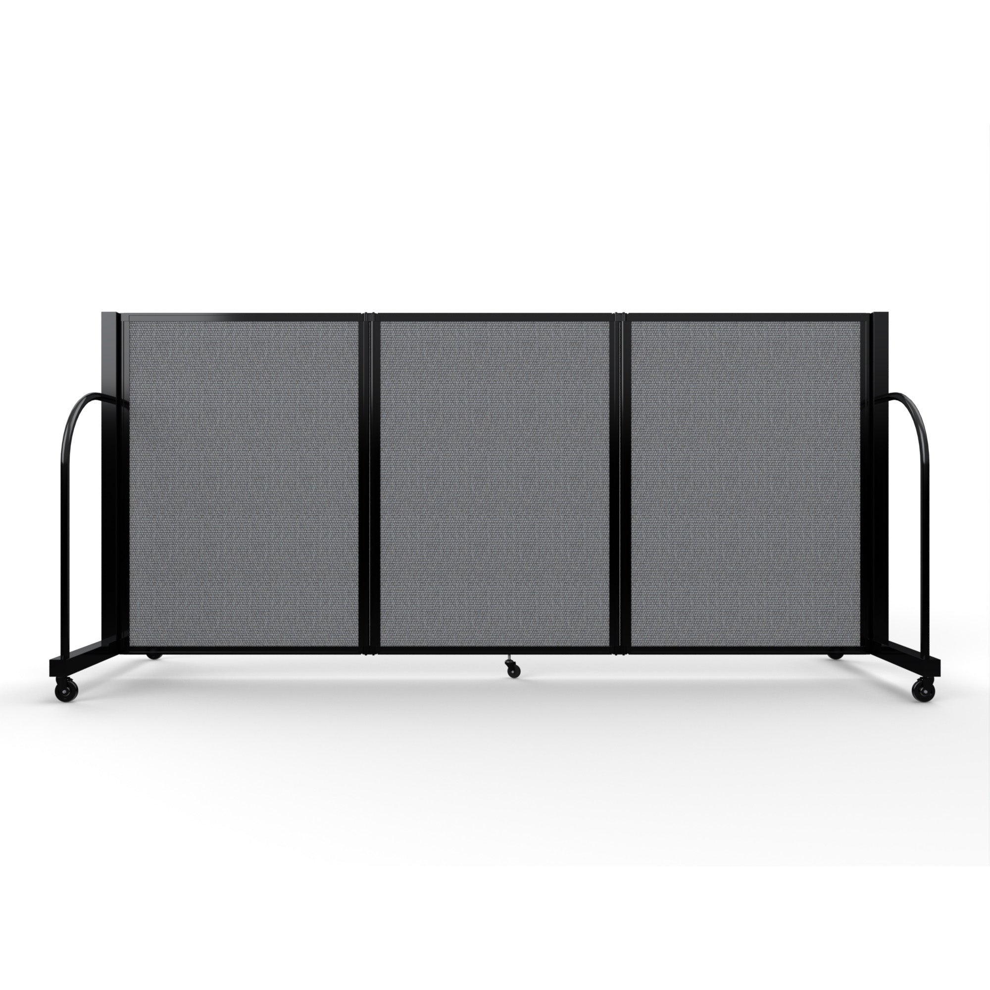 Screenflex Full Motion Divider, 4' x 8'7", Black Frame, Stone