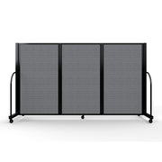Screenflex Full Motion Divider, 4' x 8'7", Black Frame, Stone