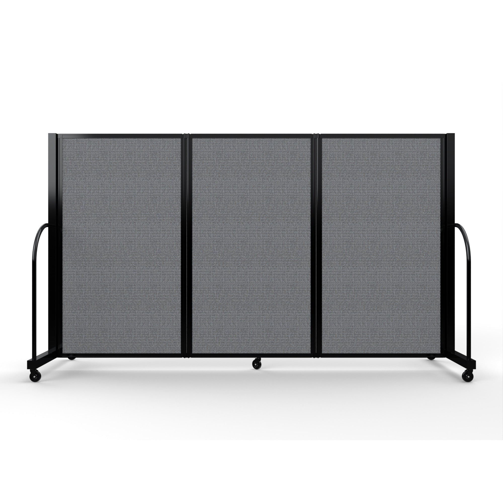 Screenflex Full Motion Divider, 4' x 8'7", Black Frame, Stone